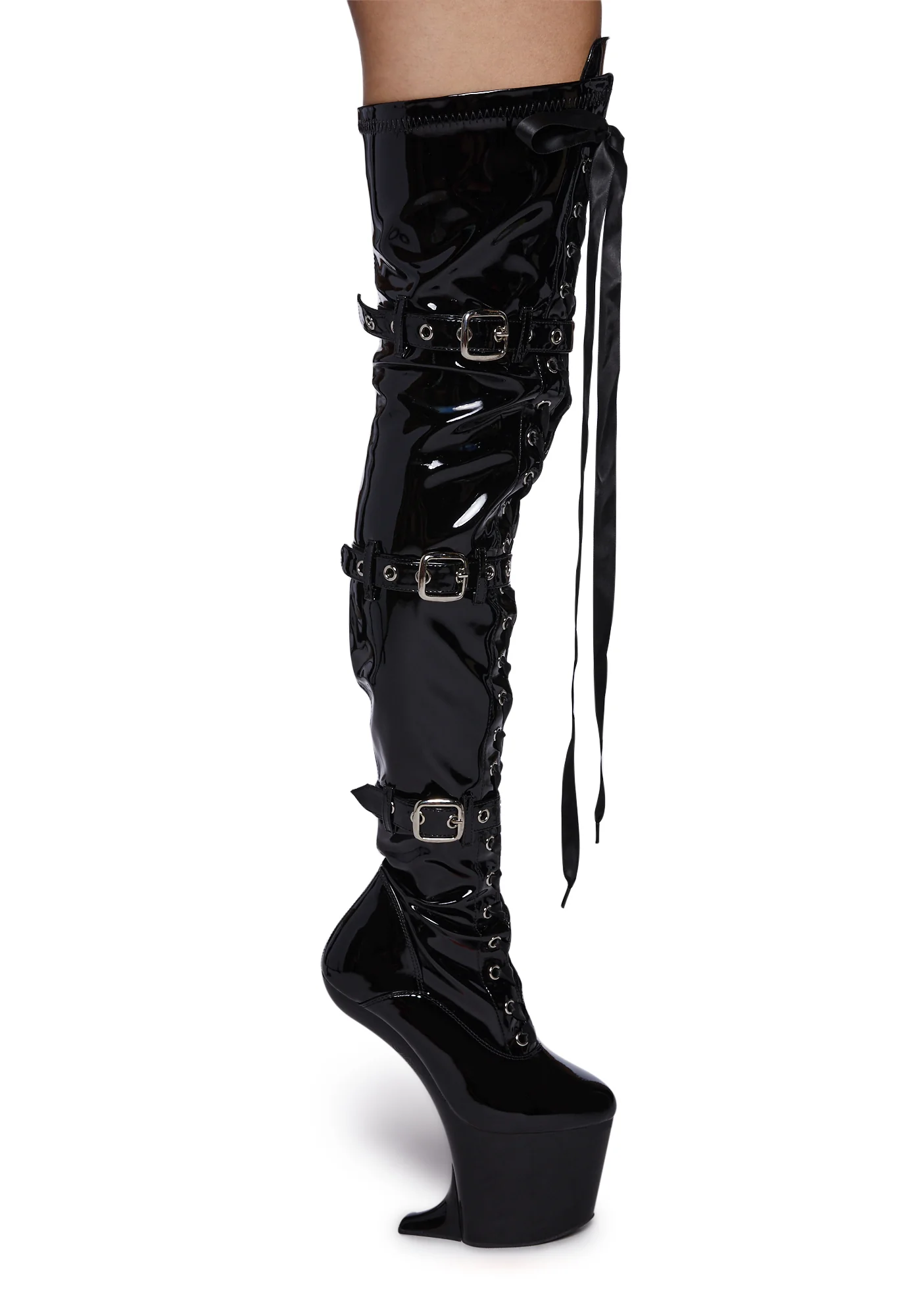 Craze-3028 Heelless Boots - Black - Image 5