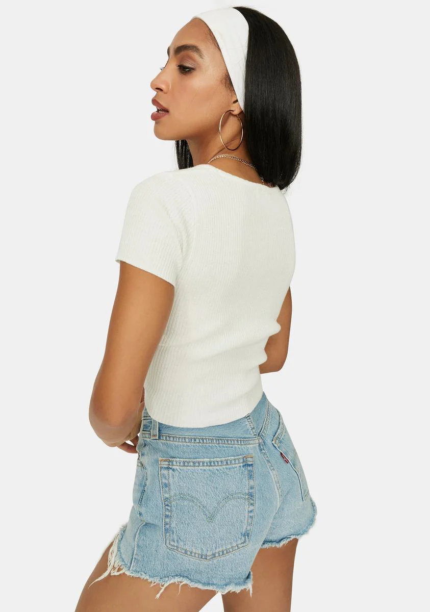 Cream Call Upon Me Cropped Cardigan - Image 4