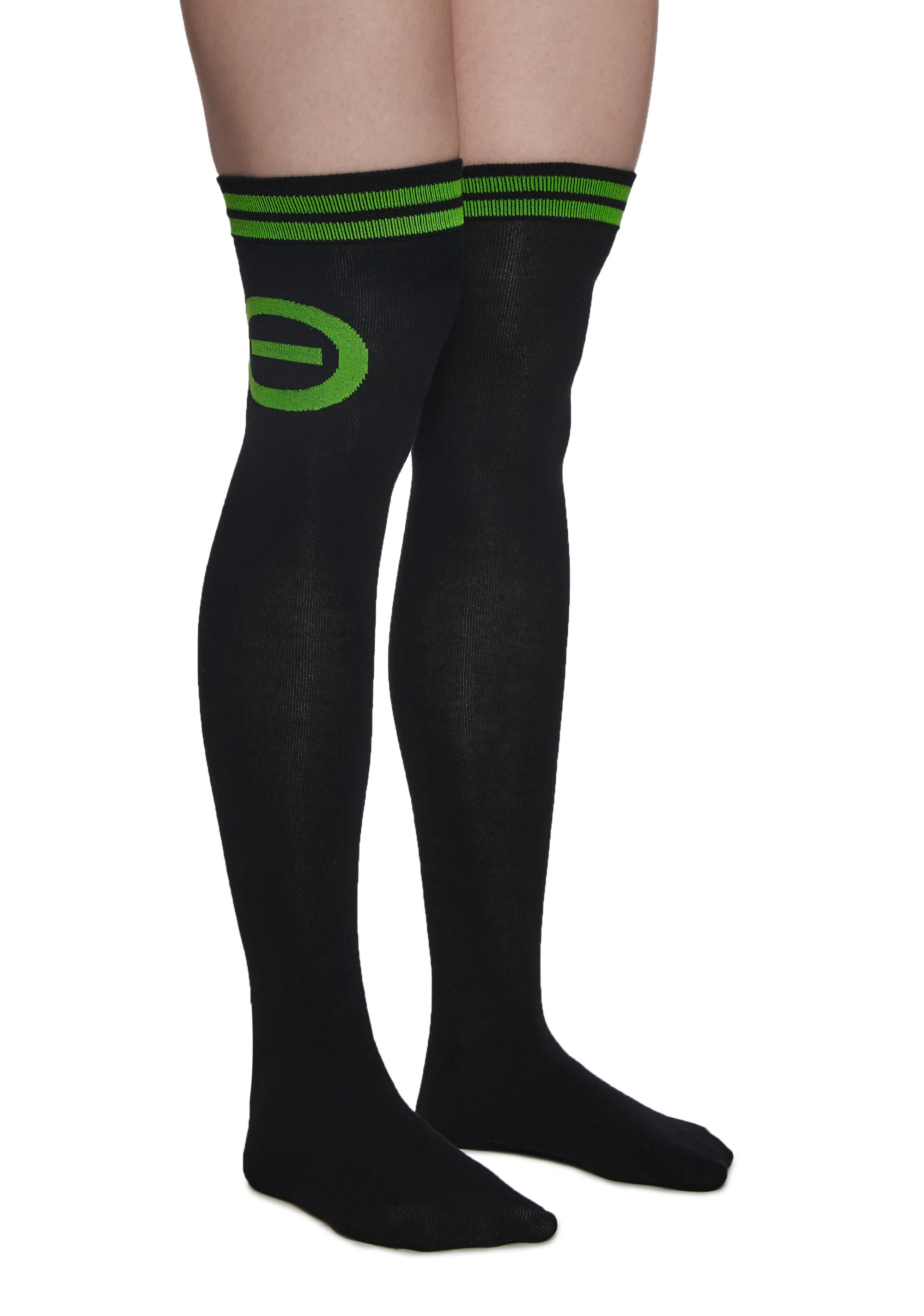 Creepy Green Light Thigh High Socks - Image 2