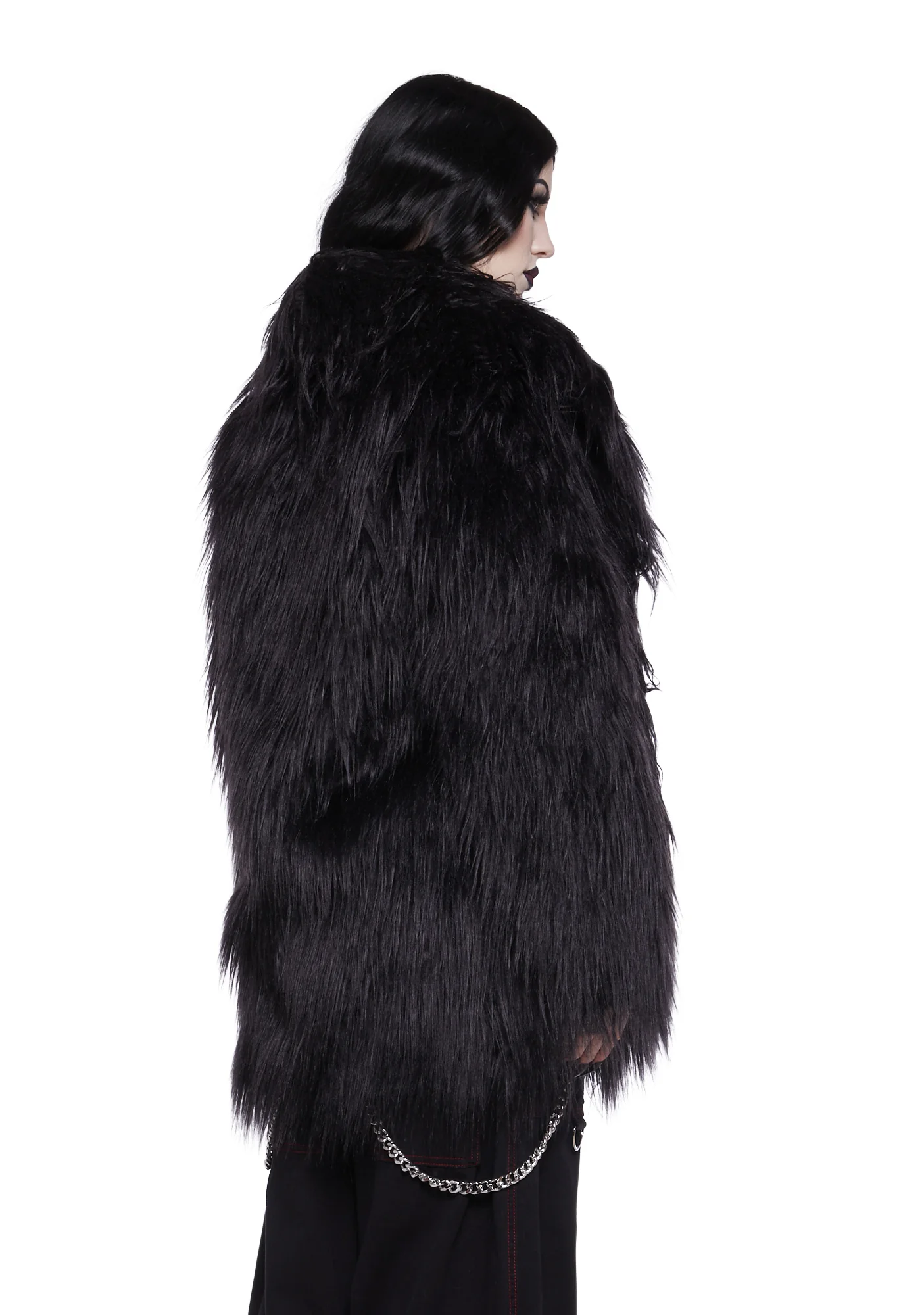 Crimson Chic Faux Fur Coat - Image 4