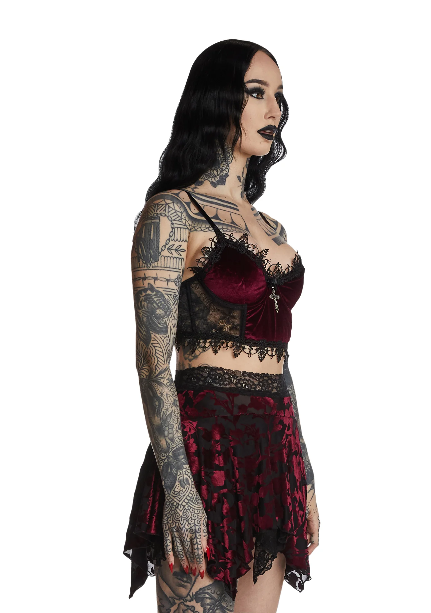 Crimson Morphine Eyes Velvet Bra - Image 3