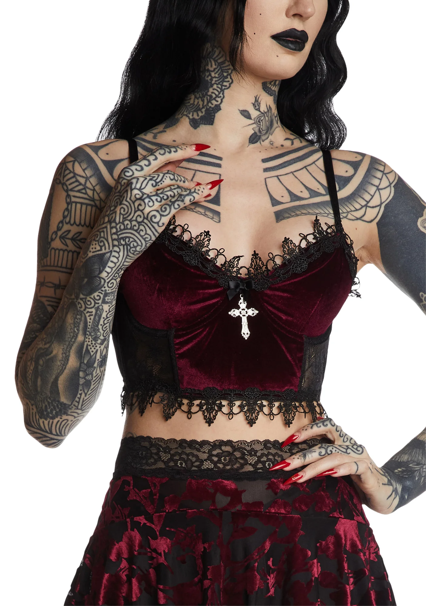 Crimson Morphine Eyes Velvet Bra - Image 5