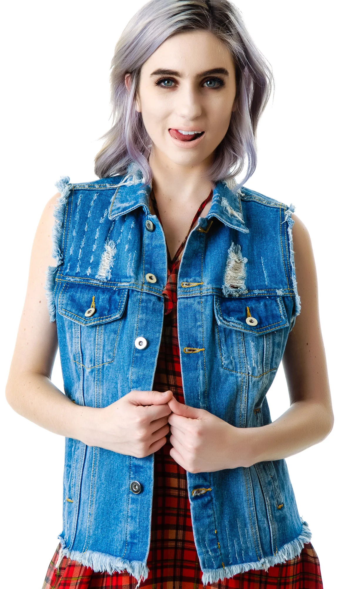 Crossed Out Destroyed Denim Vest - Image 4
