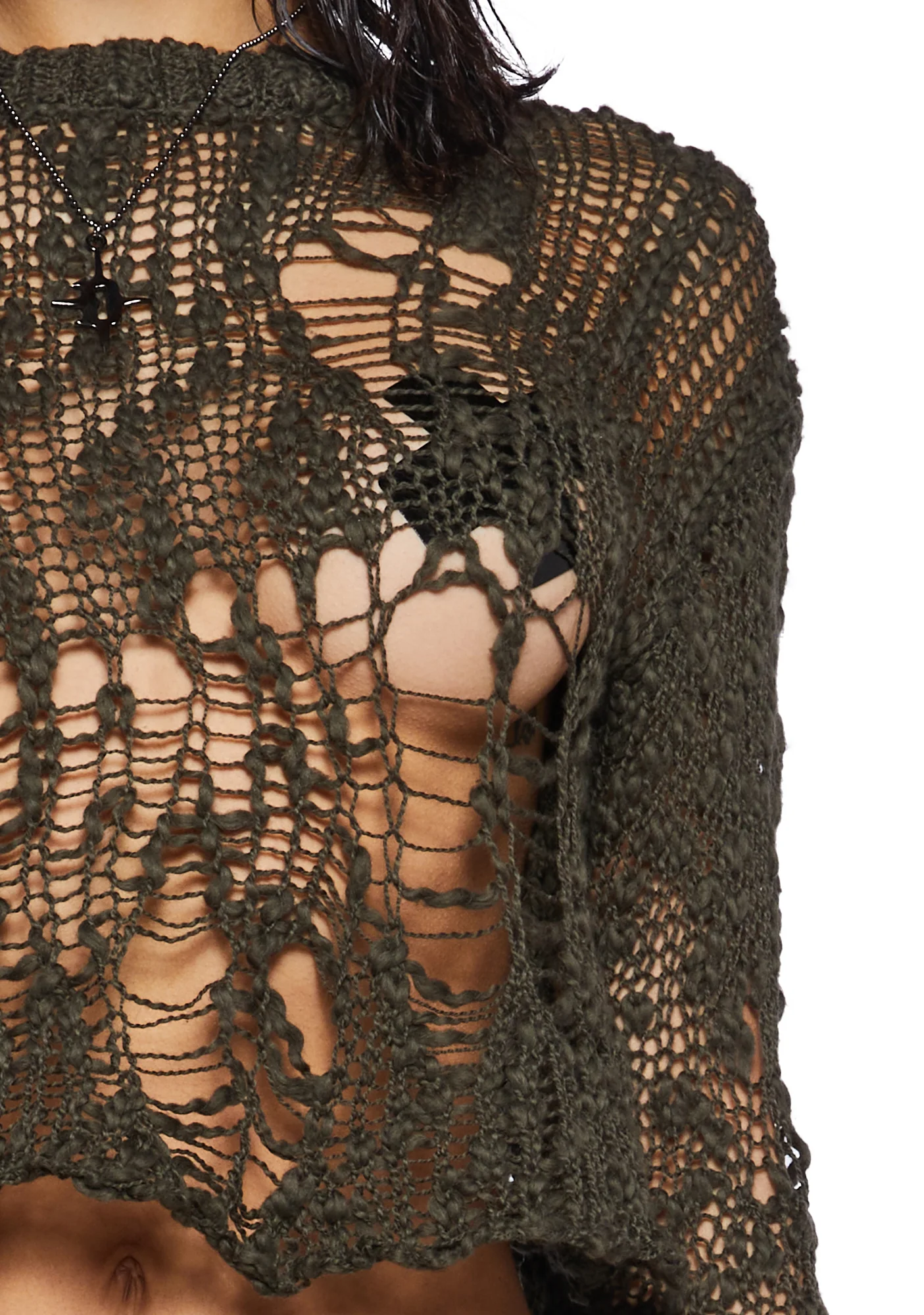 Crossfade Open Weave Crop Sweater - Image 5