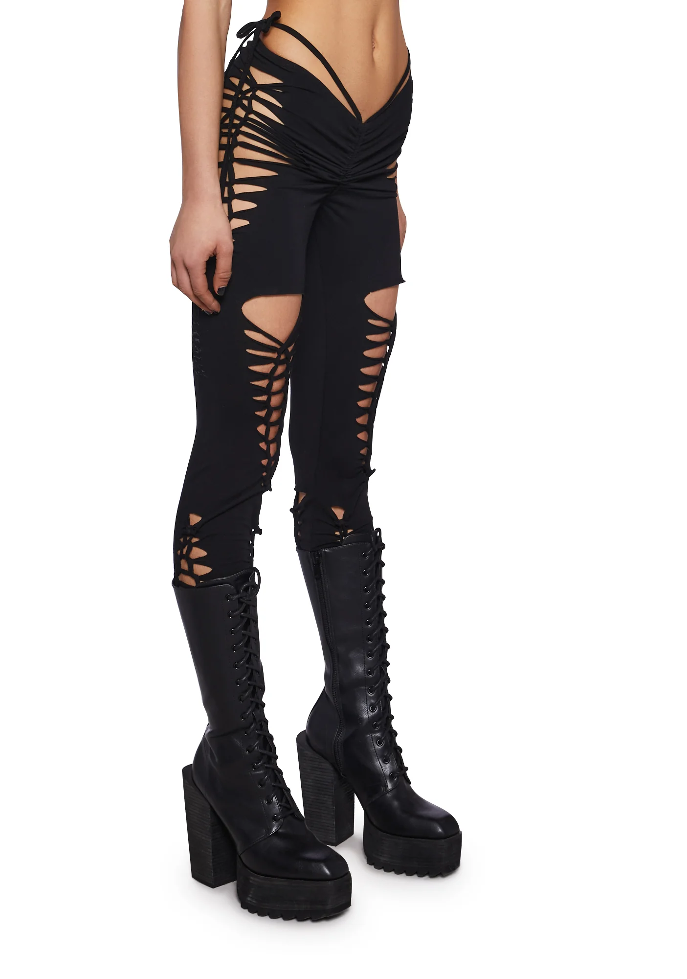 Crossfade Shredded Leggings- Black - Image 3