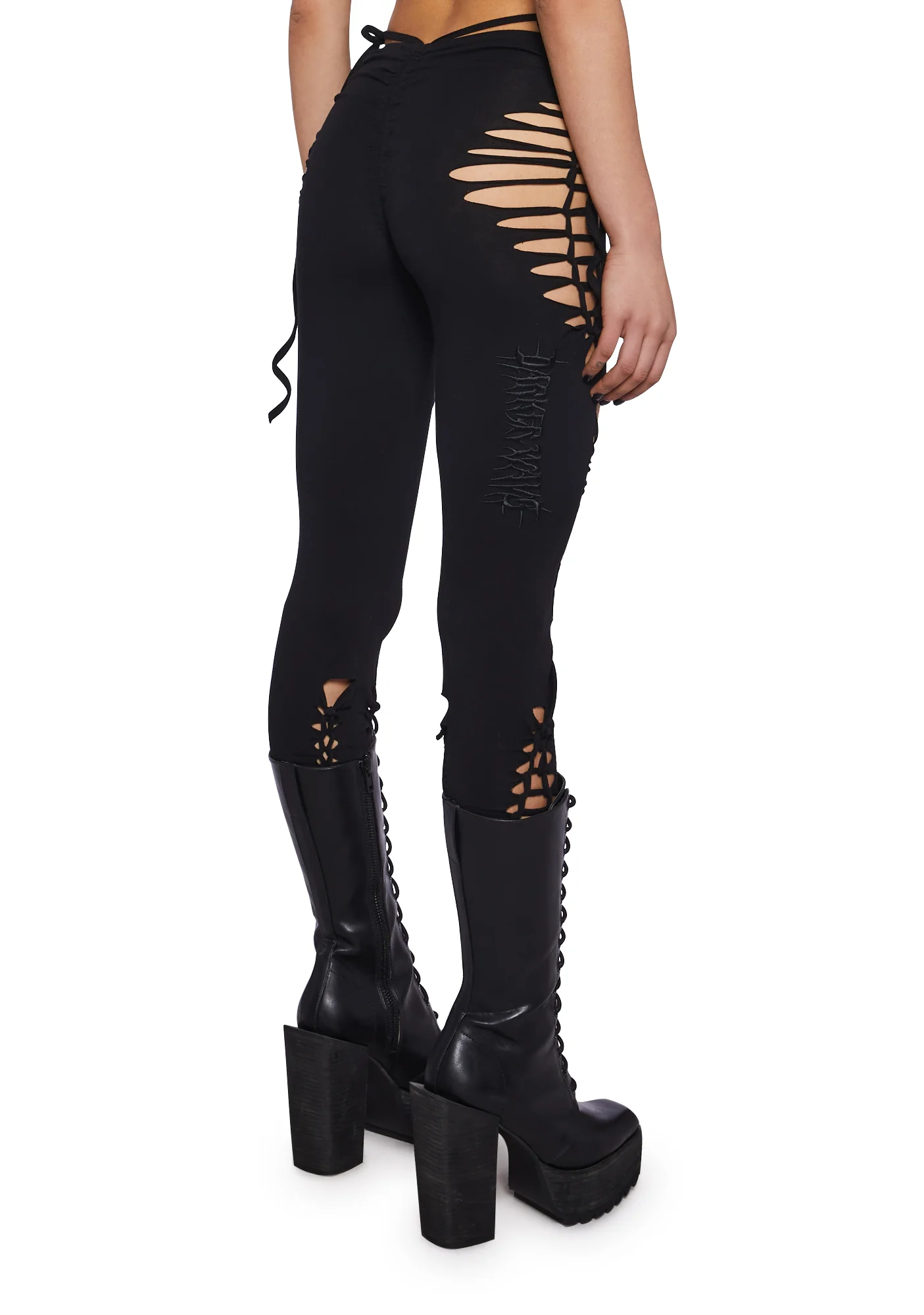 Crossfade Shredded Leggings- Black - Image 4