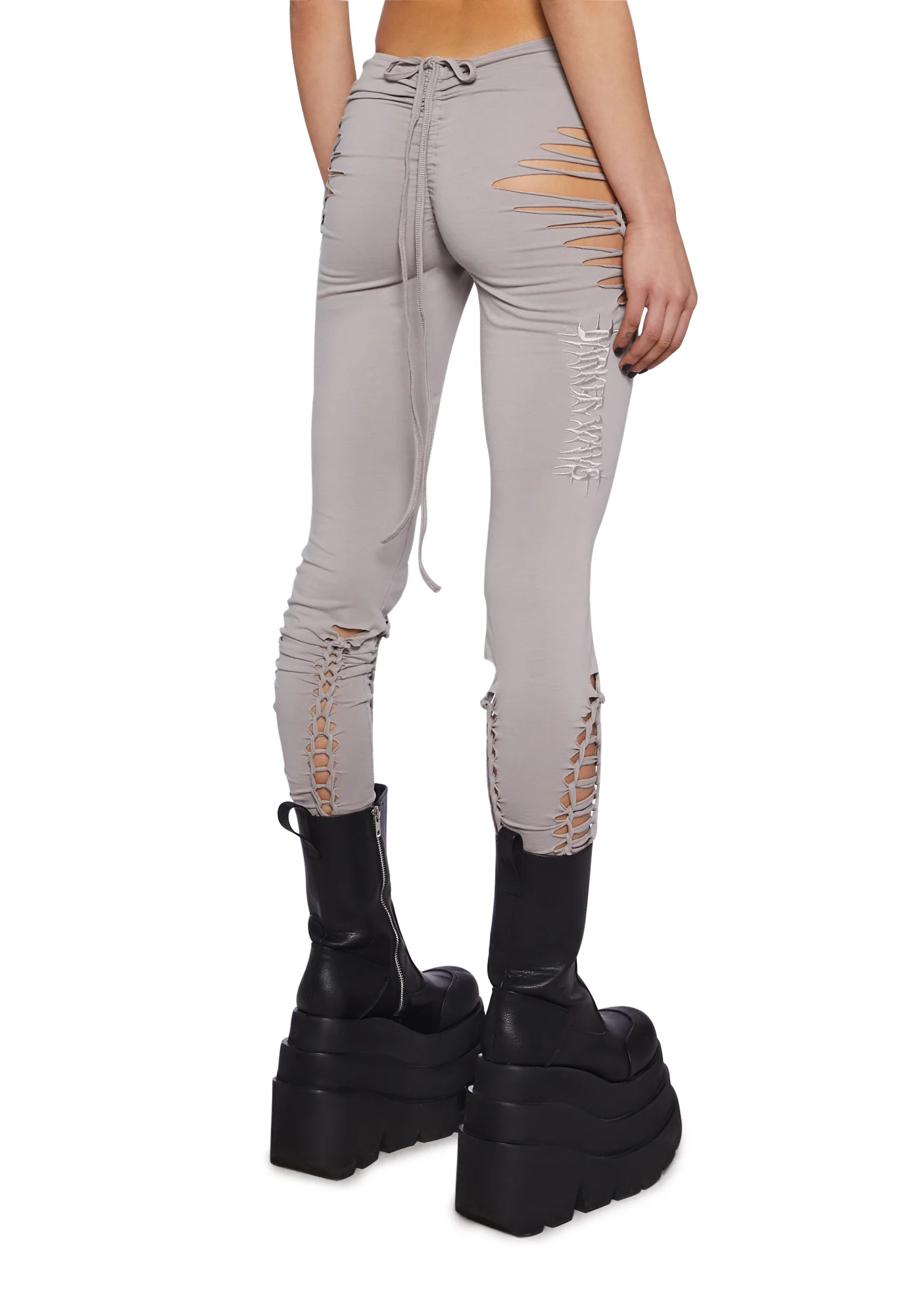 Crossfade Shredded Leggings- Ecru - Image 4