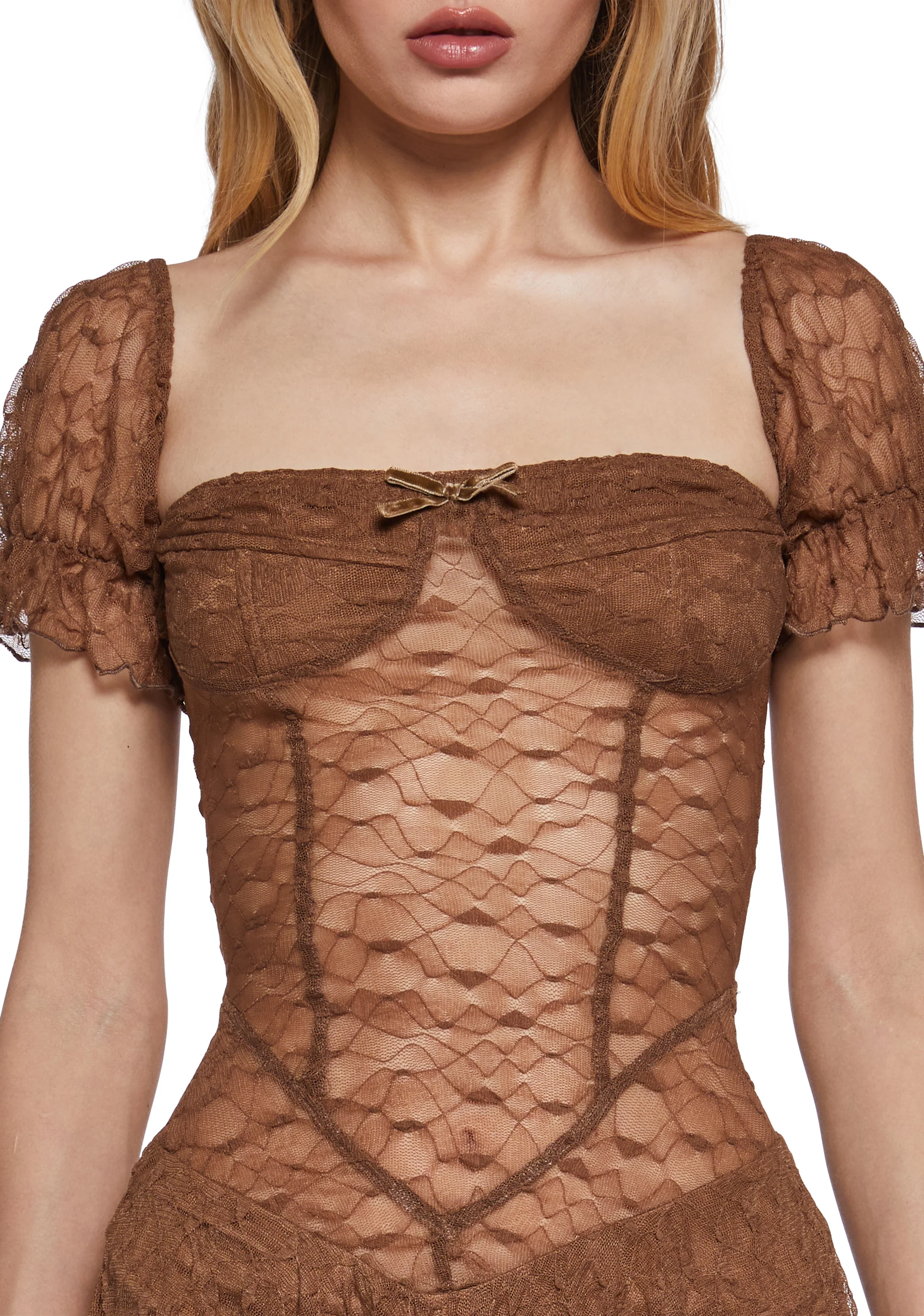 Crushes And Dreams Lace Dress - Brown - Image 5