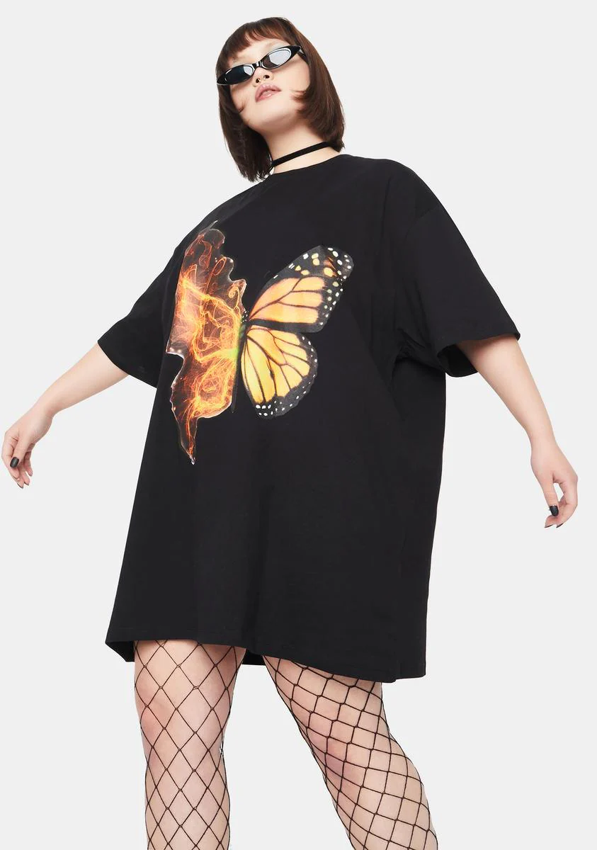 Plus Butterfly T Shirt Dress - Image 2