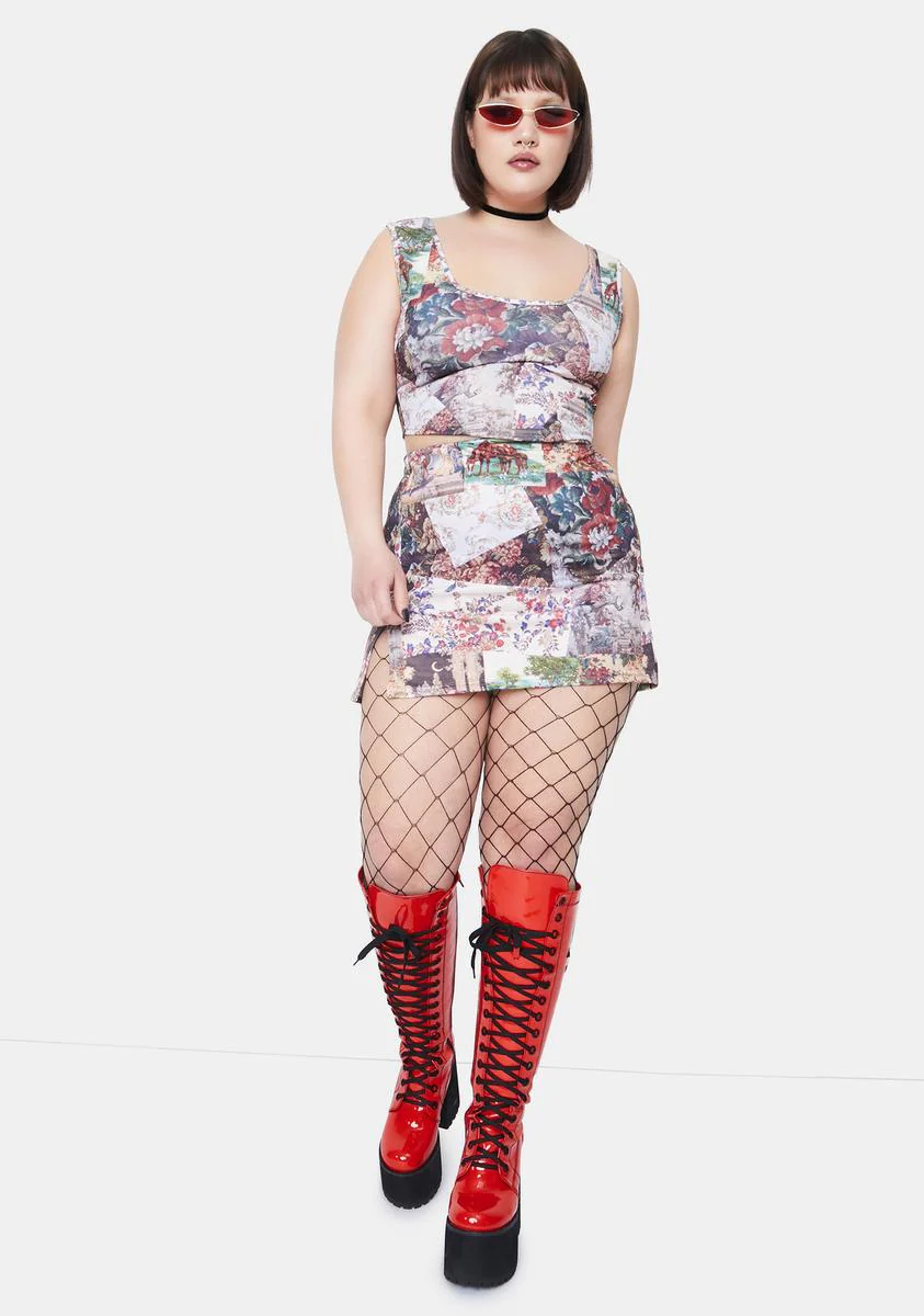 Plus Patchwork Corset Top - Image 3
