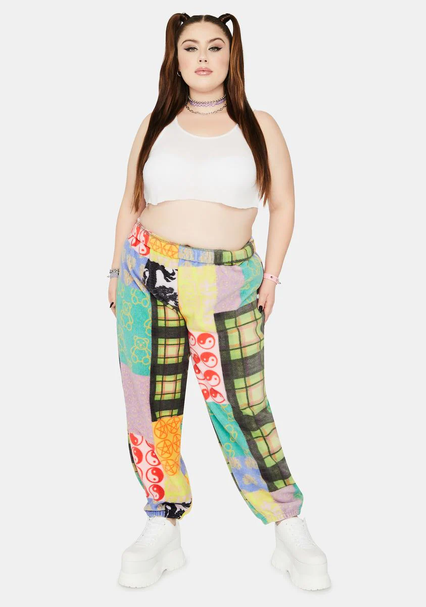 Curve Patchwork Fleece Joggers - Image 2