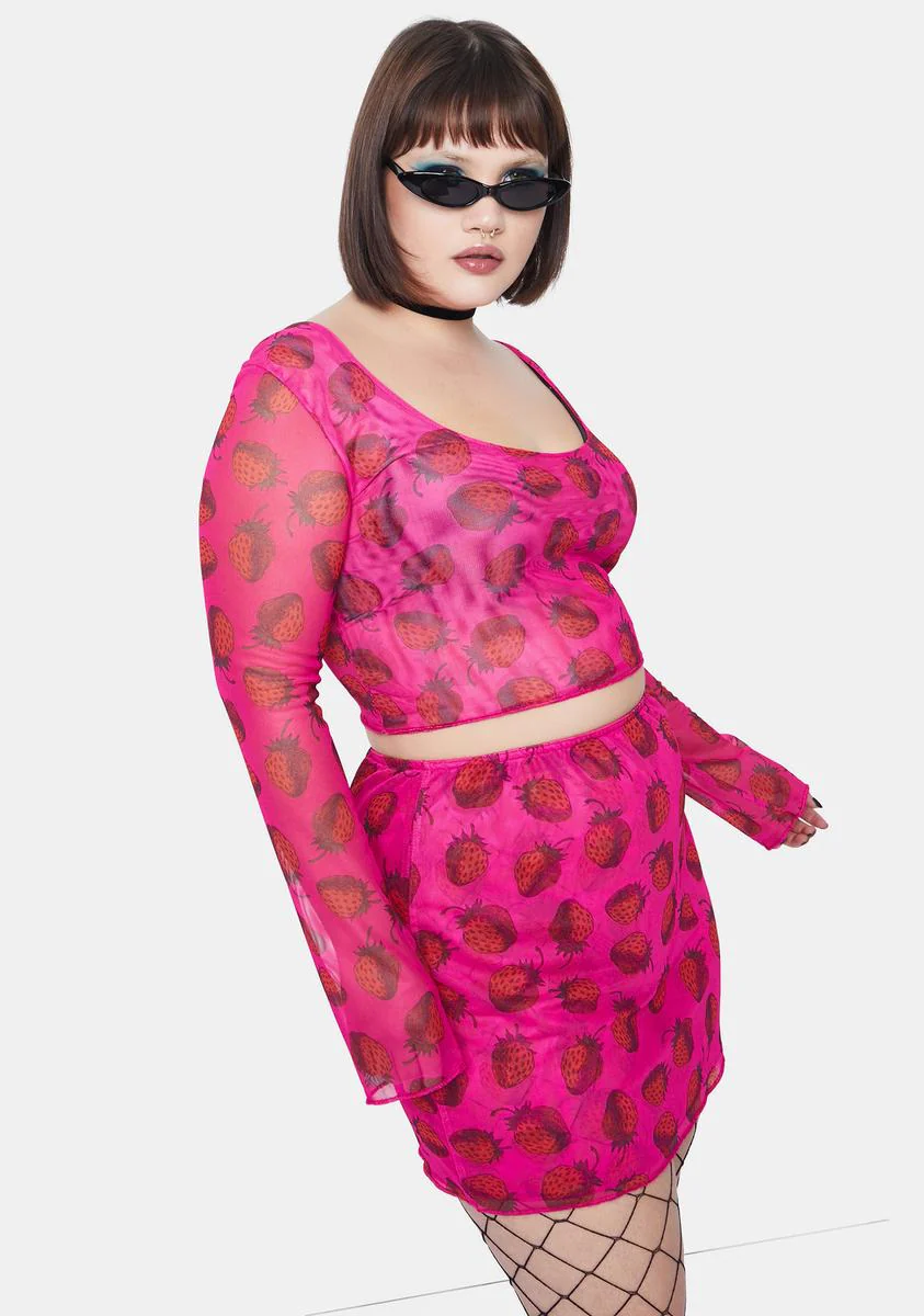 Plus Strawberry Mesh Top - Image 2