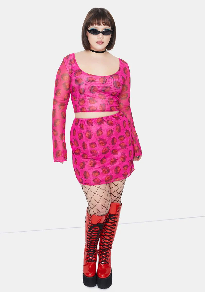 Plus Strawberry Mesh Top - Image 3