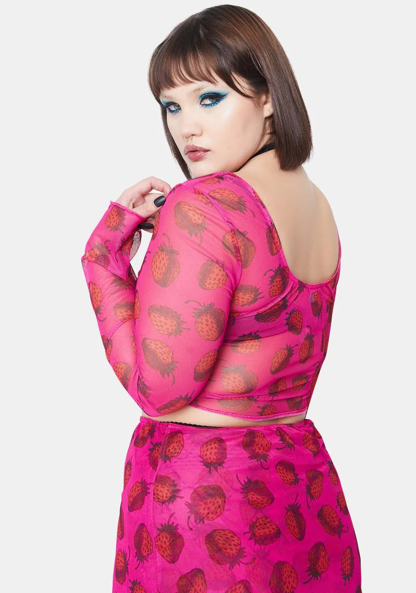 Plus Strawberry Mesh Top - Image 4