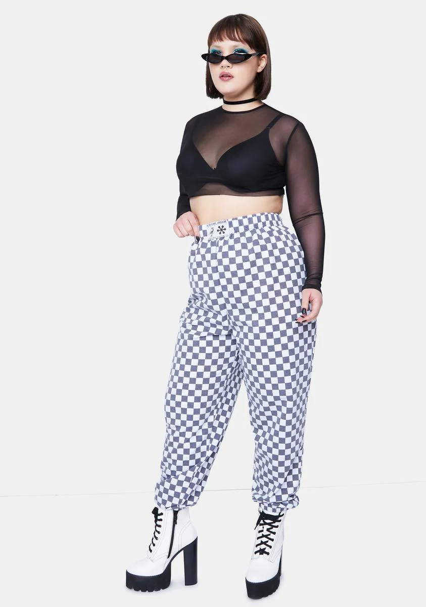 Plus White Checkerboard Trousers - Image 2