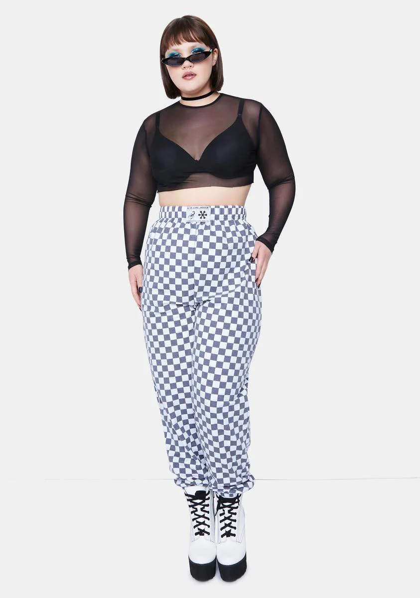 Plus White Checkerboard Trousers - Image 3