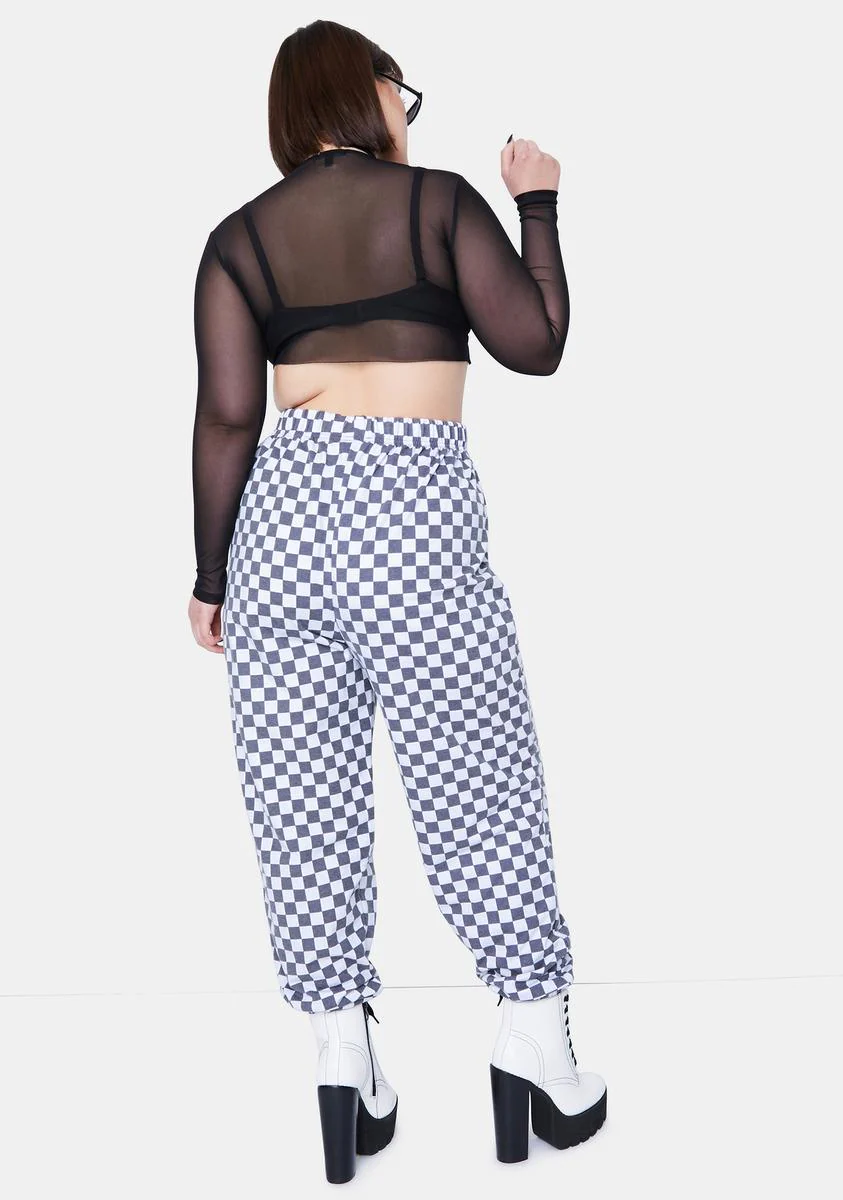 Plus White Checkerboard Trousers - Image 4