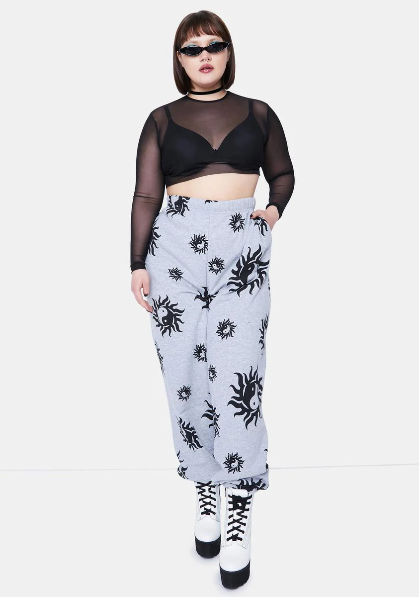 Plus Yin Yang Grey Marl Joggers - Image 2