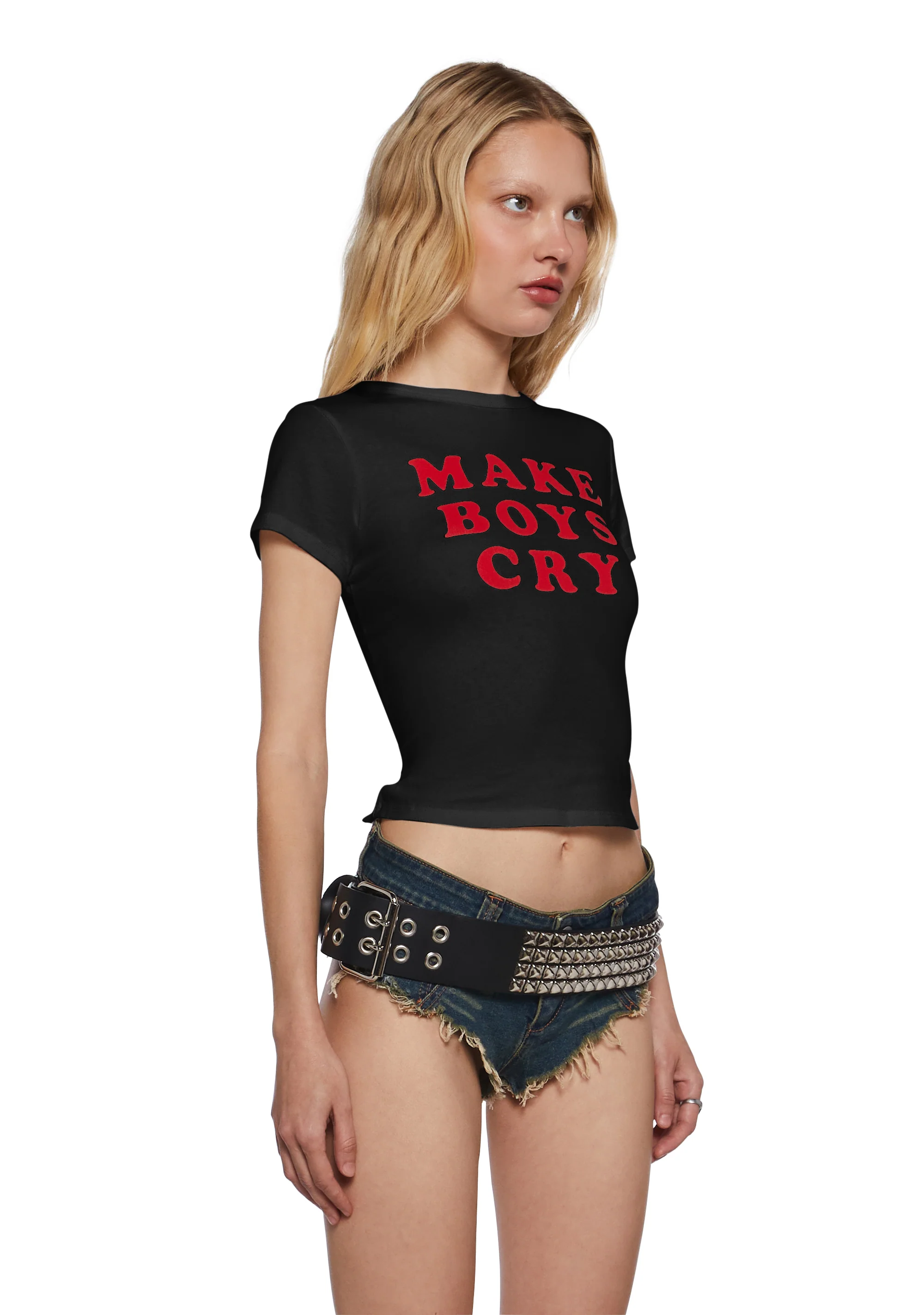 Cute Boy Tears Graphic Tee - Black - Image 3