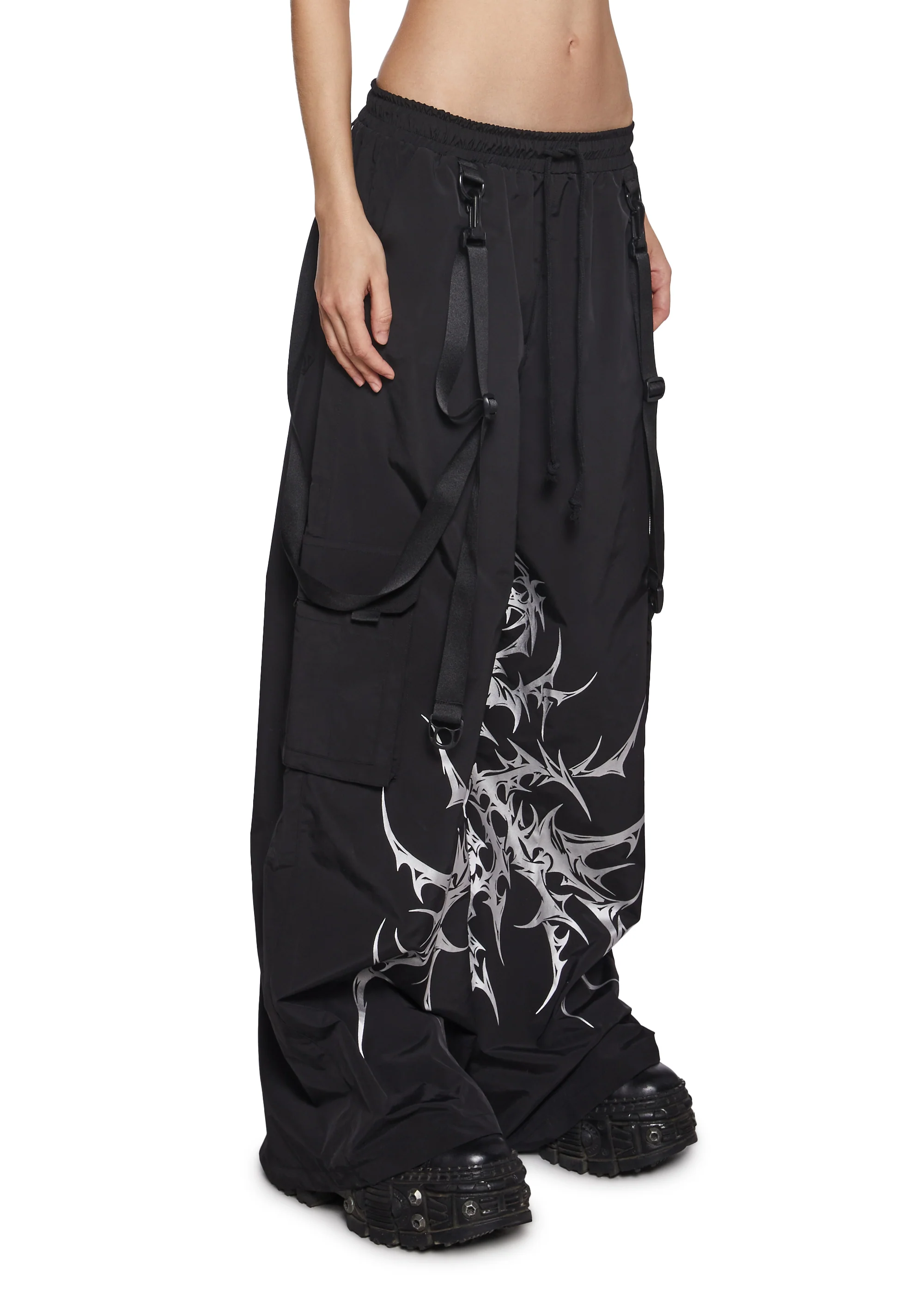 Cyber Noir Wide Leg Cargo Pants - Image 3