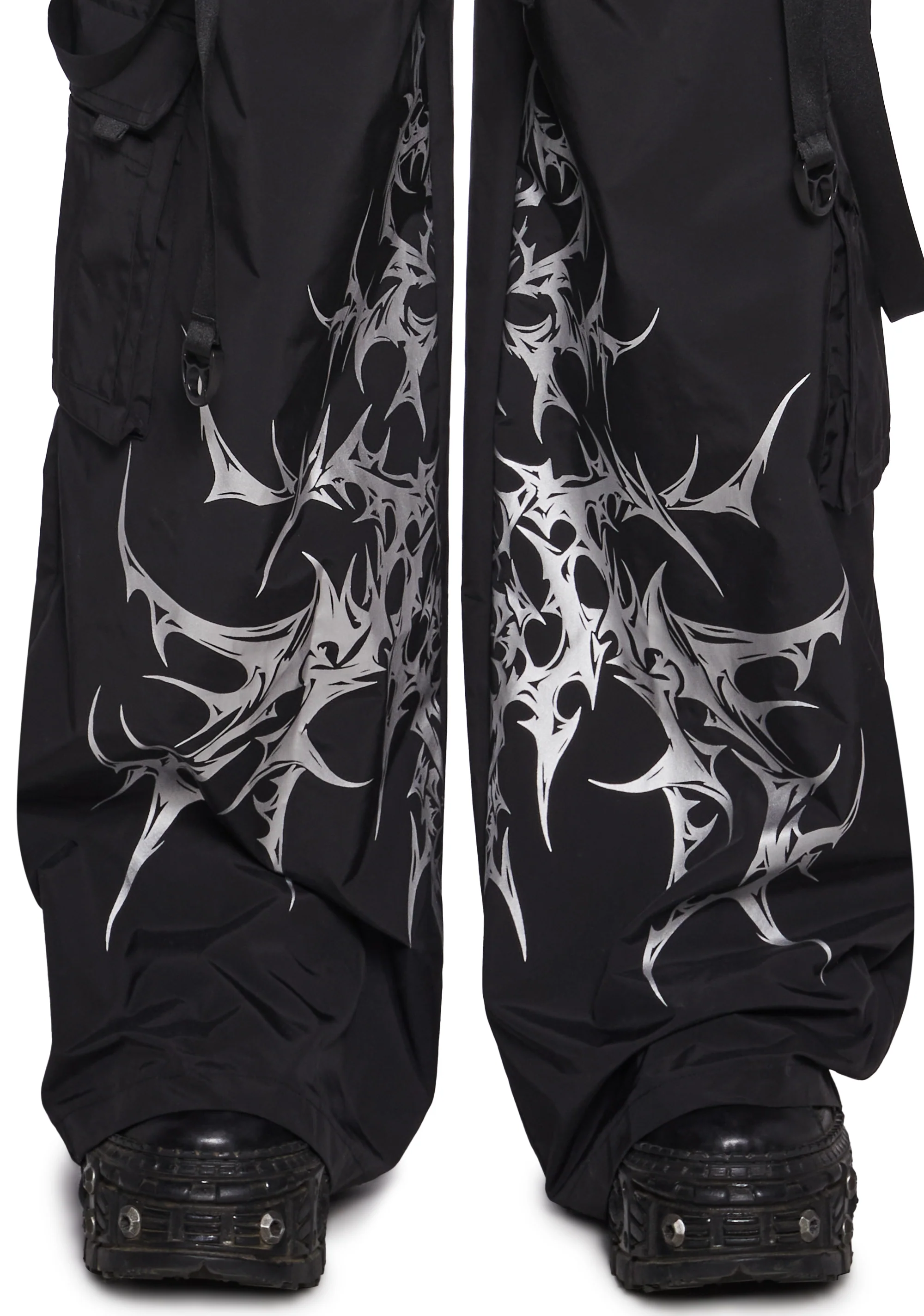 Cyber Noir Wide Leg Cargo Pants - Image 5