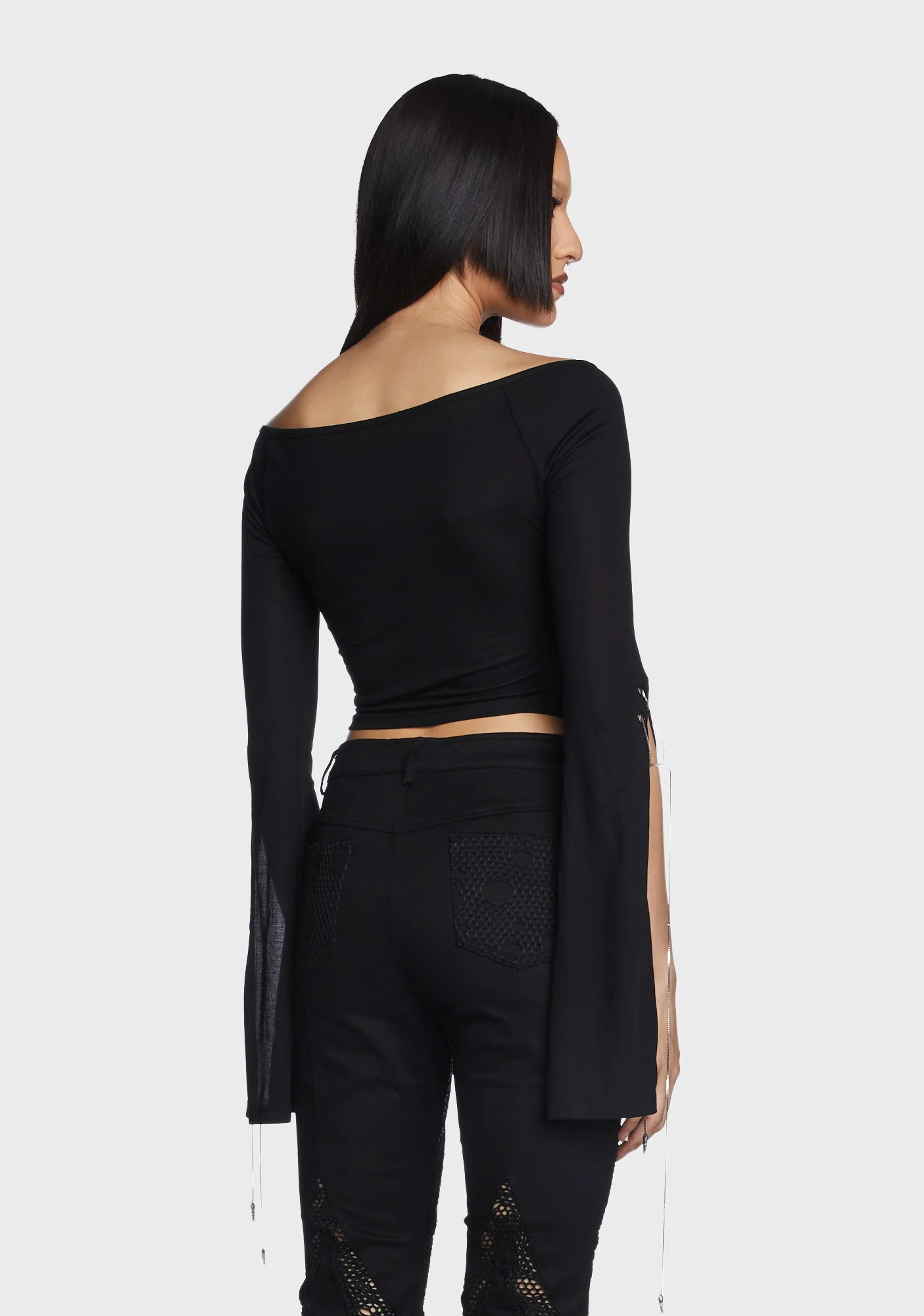 Daily Goth Sexy Off Shoulder Sleeve T-Shirt - Image 5