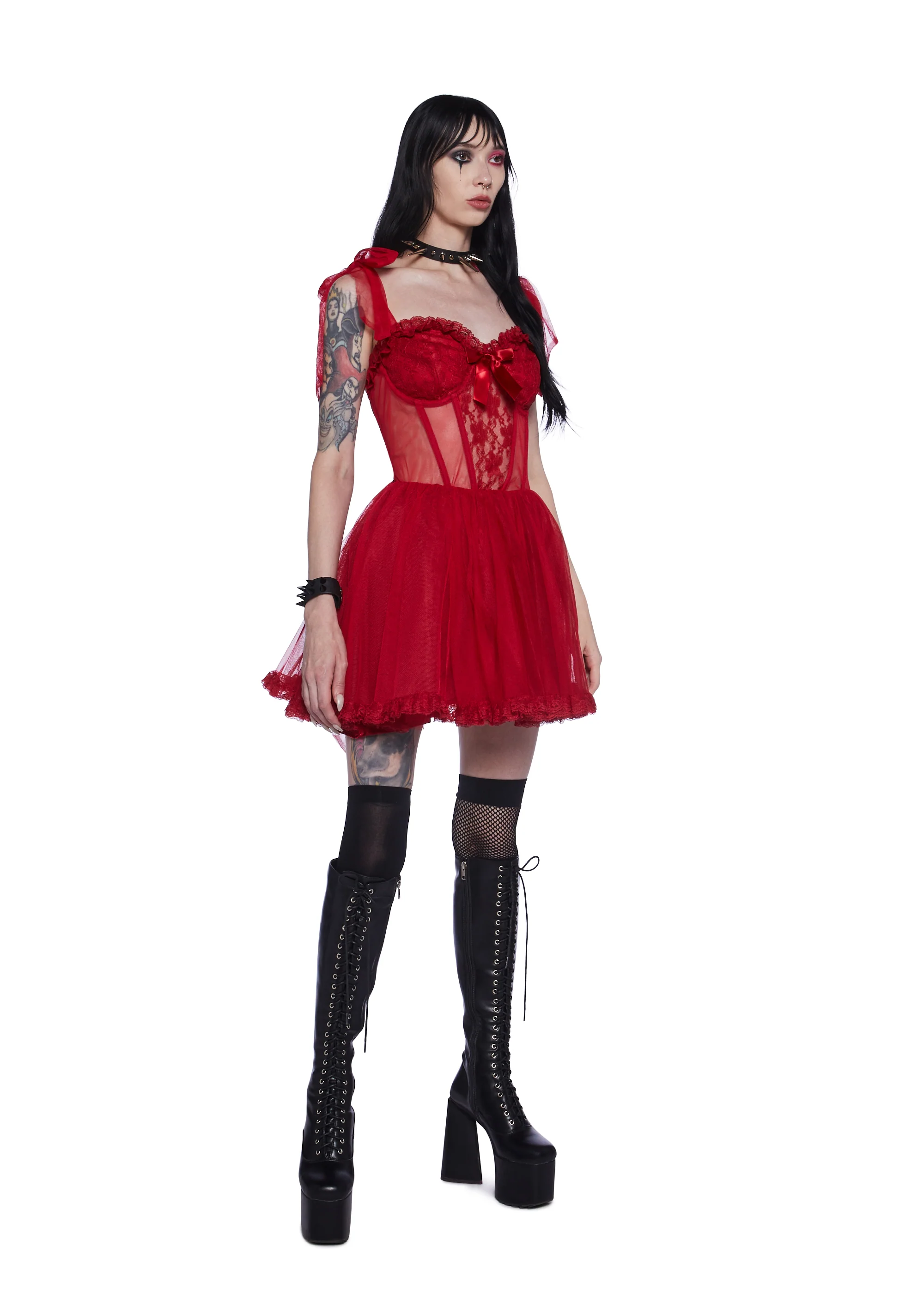 Dance With Death Mini Dress - Red - Image 2