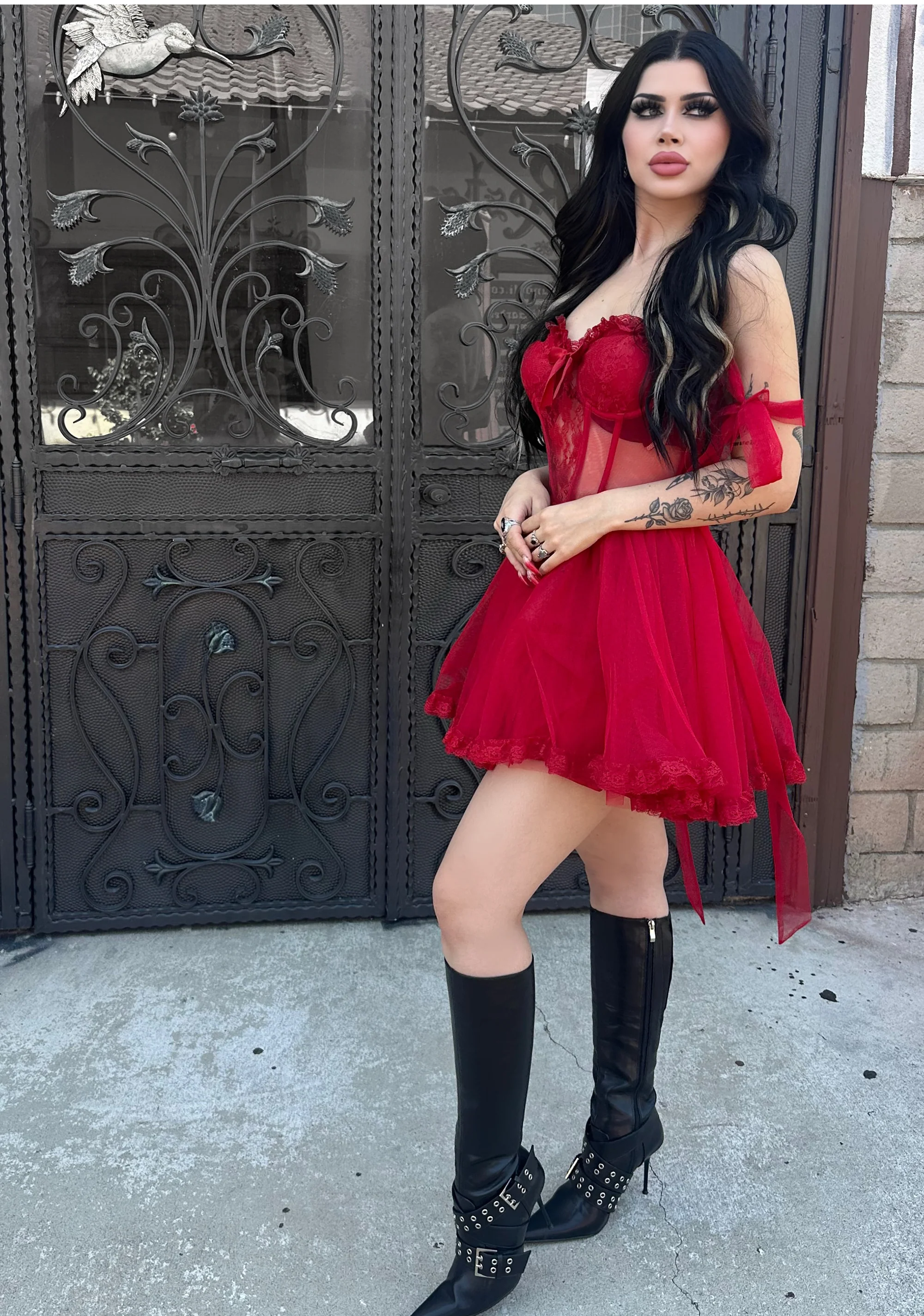 Dance With Death Mini Dress - Red - Image 6