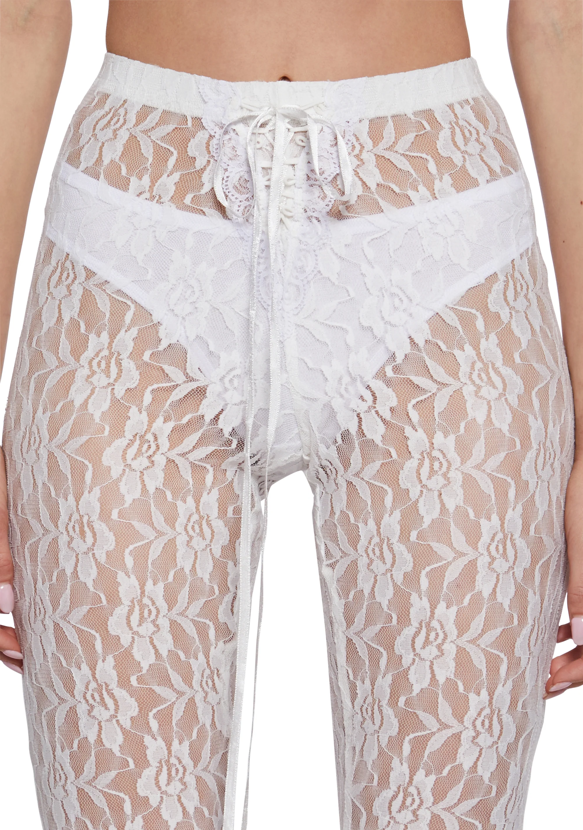 Daring Love Lace Capri Pants - Off White - Image 5