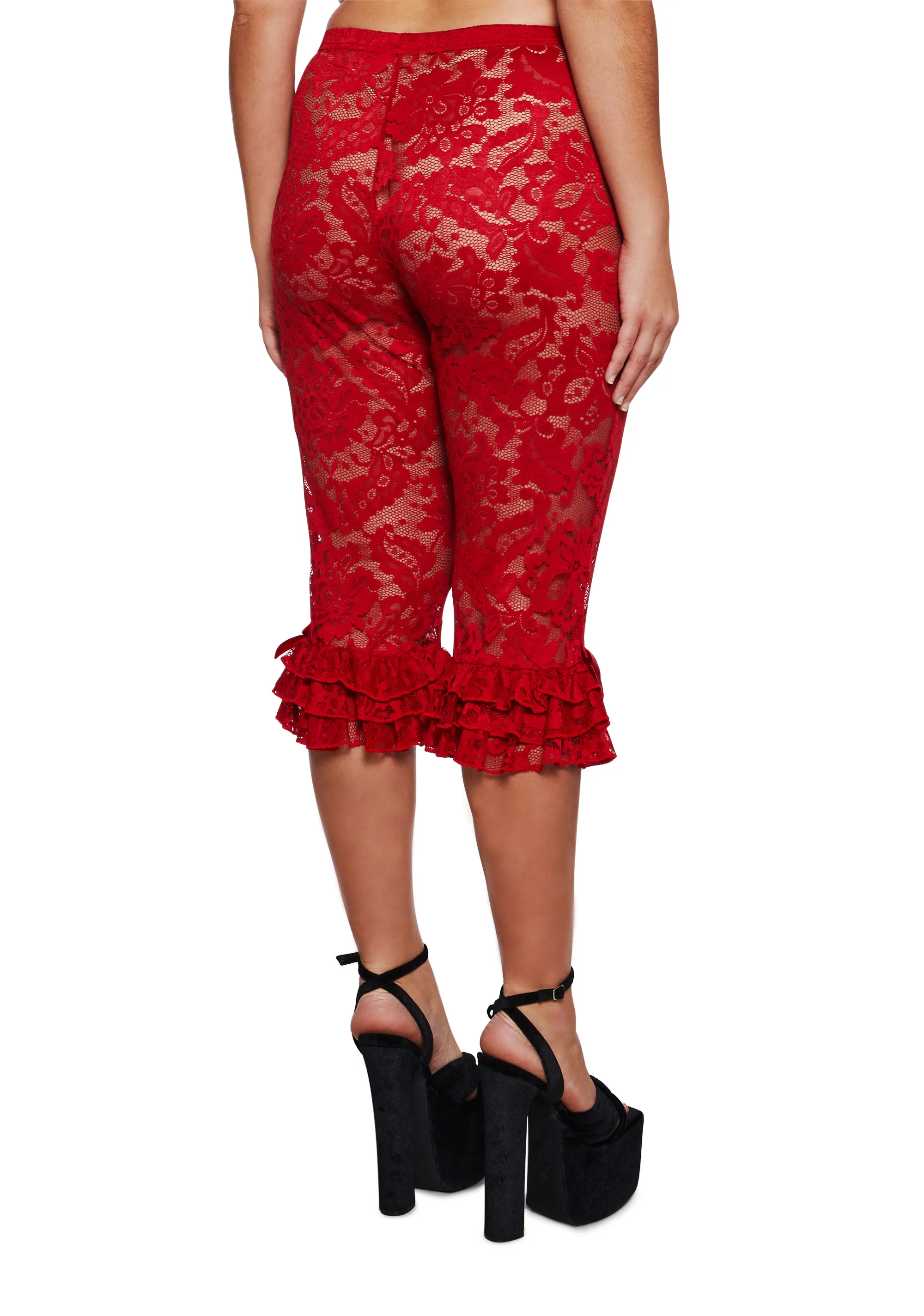 Daring Love Lace Capri Pants - Red - Image 10