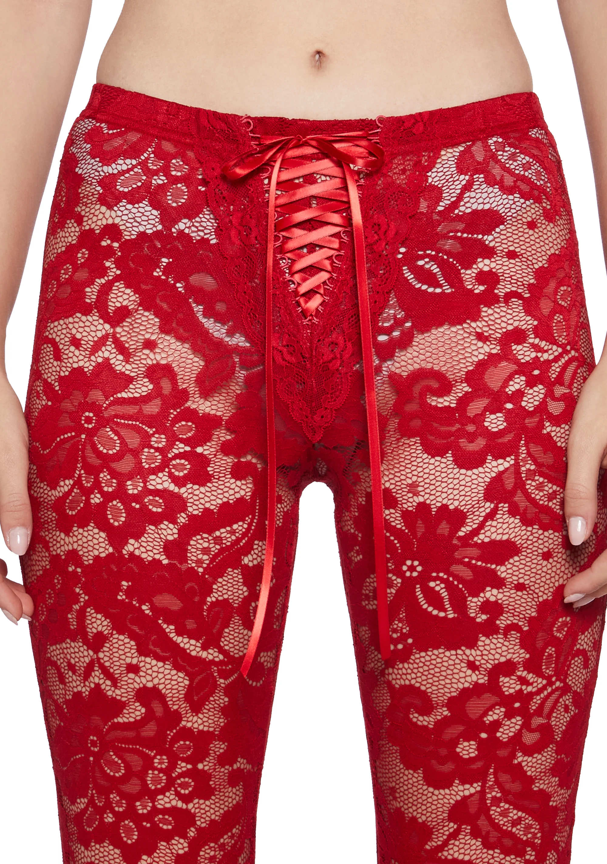 Daring Love Lace Capri Pants - Red - Image 11