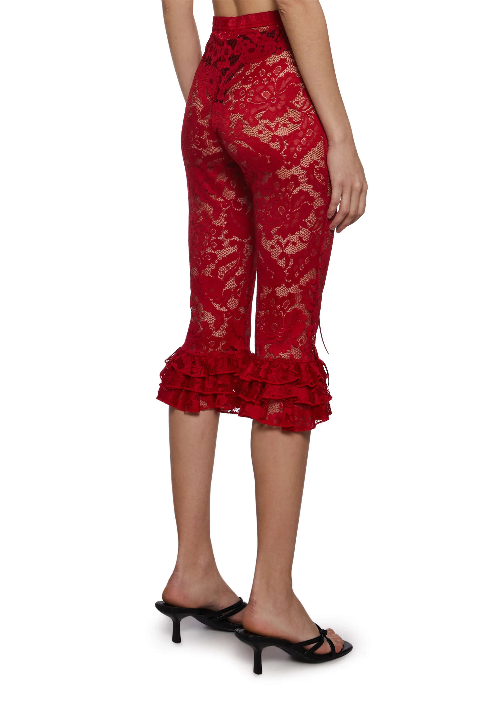 Daring Love Lace Capri Pants - Red - Image 4