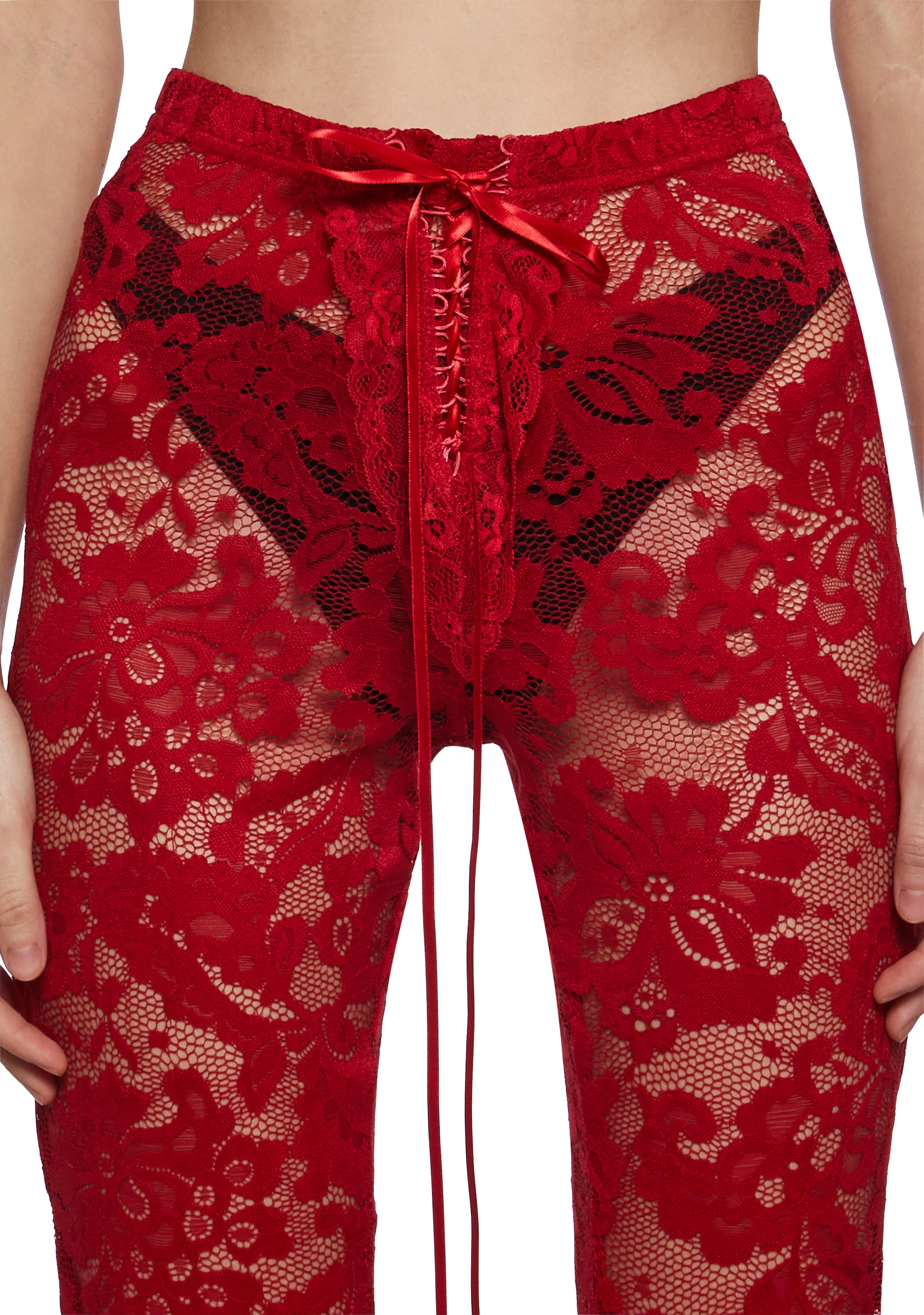 Daring Love Lace Capri Pants - Red - Image 5