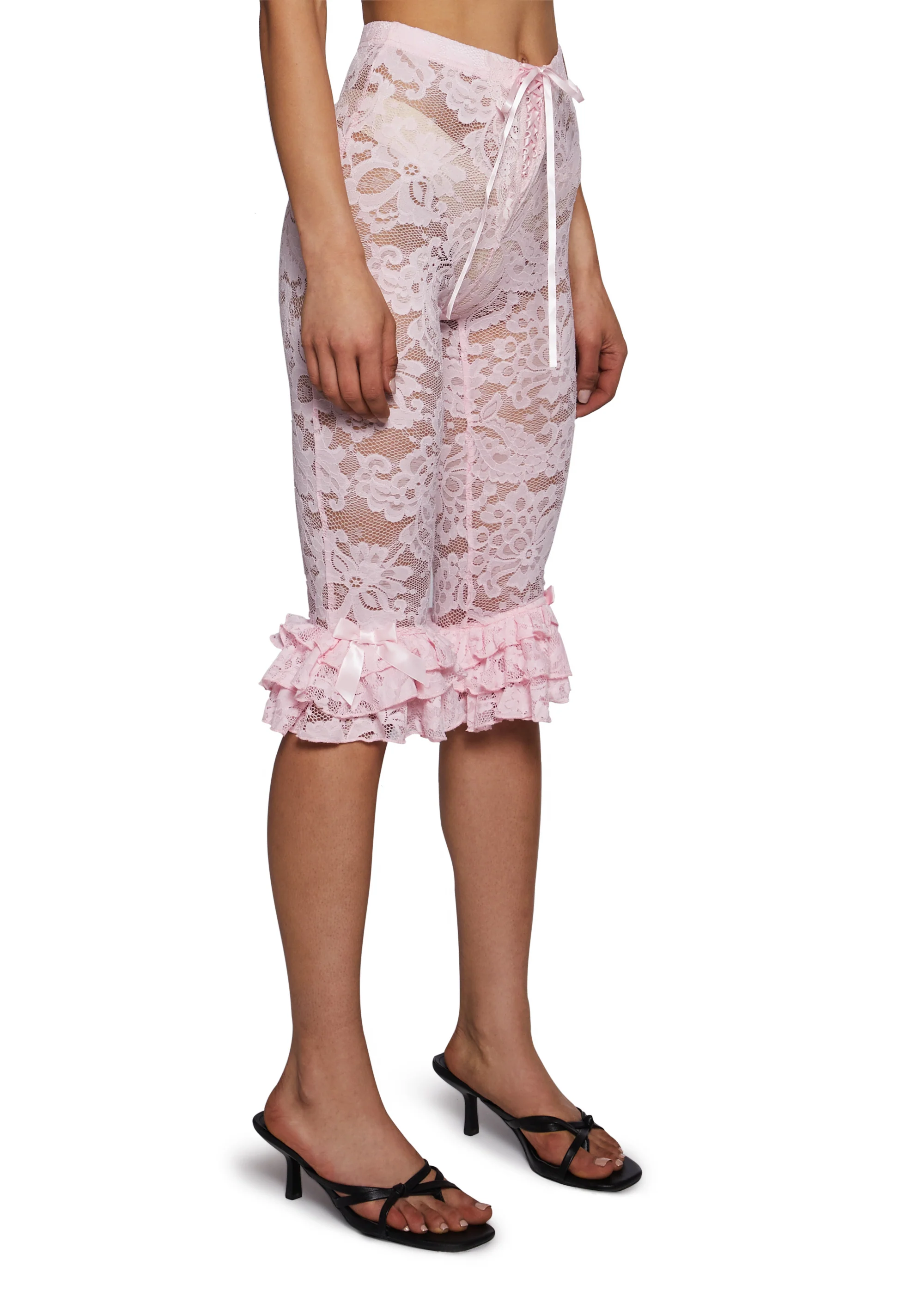 Daring Love Lace Capri Pants - Pink - Image 3