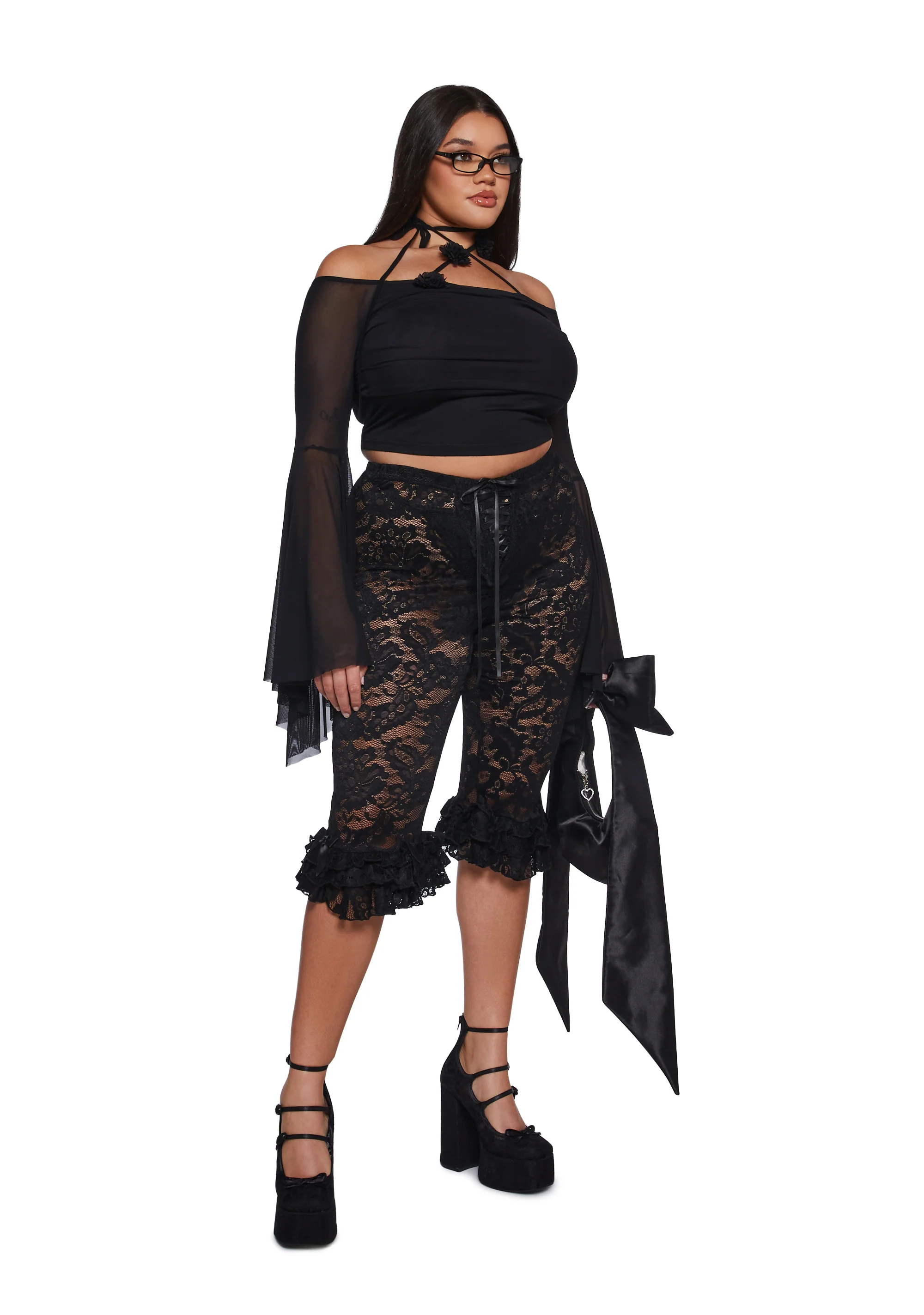 Daring Love Lace Capri Pants - Black - Image 12
