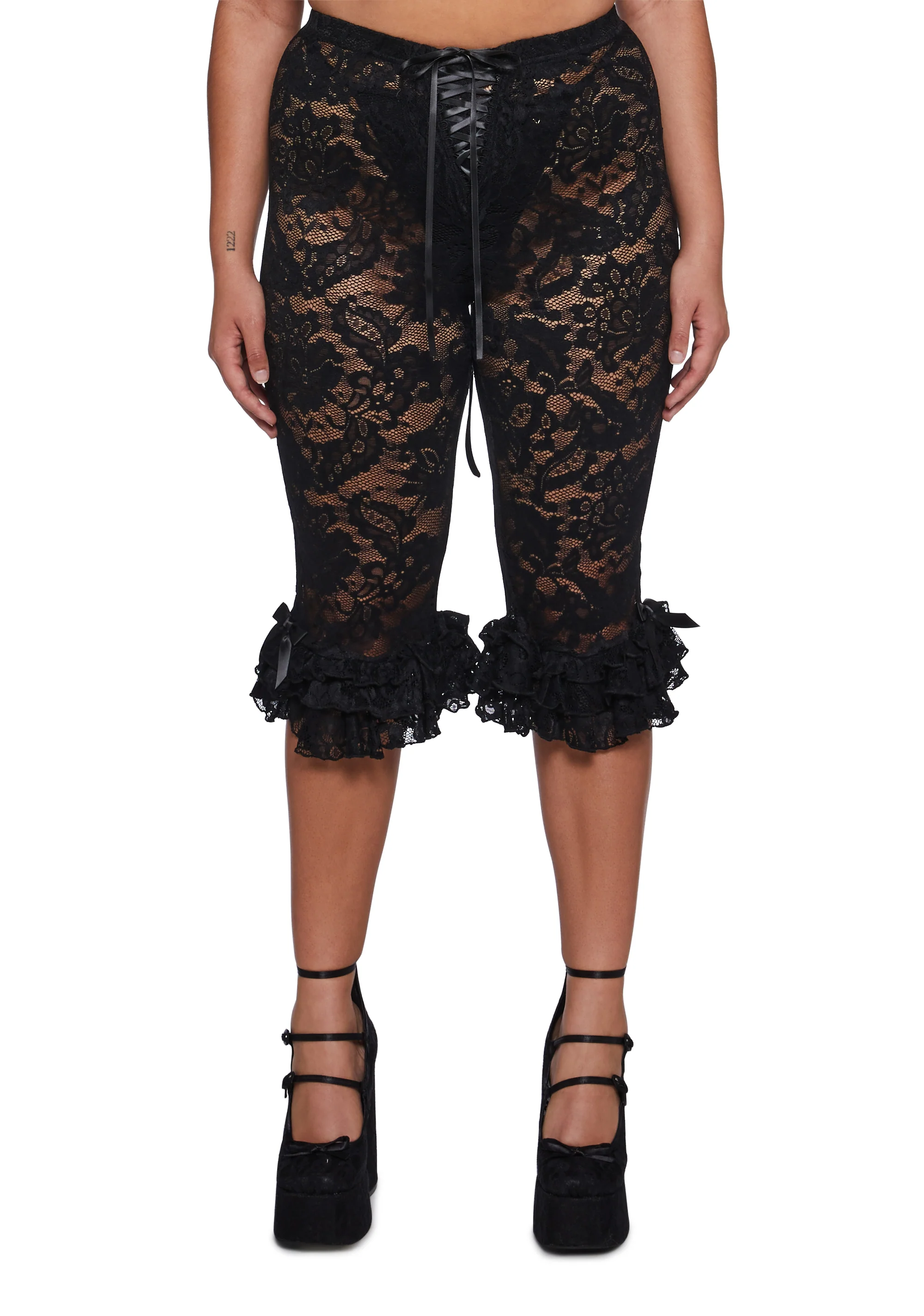 Daring Love Lace Capri Pants - Black - Image 2