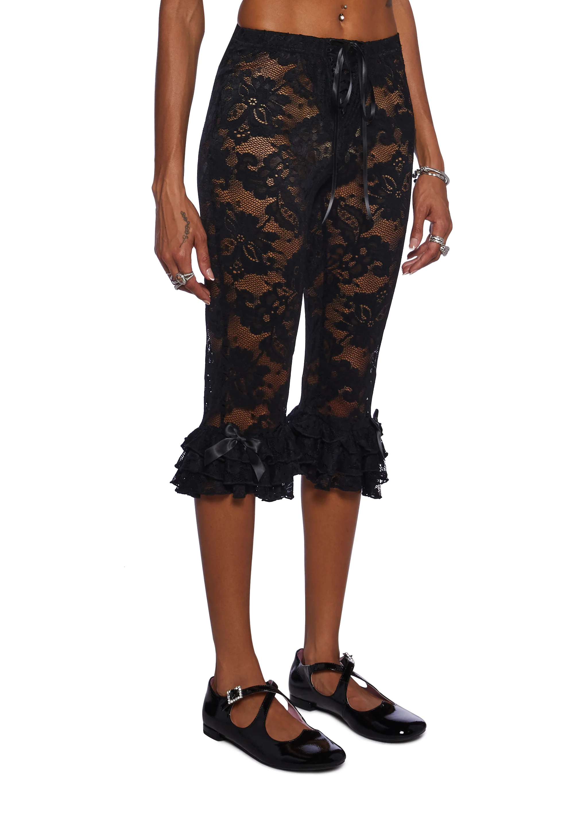 Daring Love Lace Capri Pants - Black - Image 4