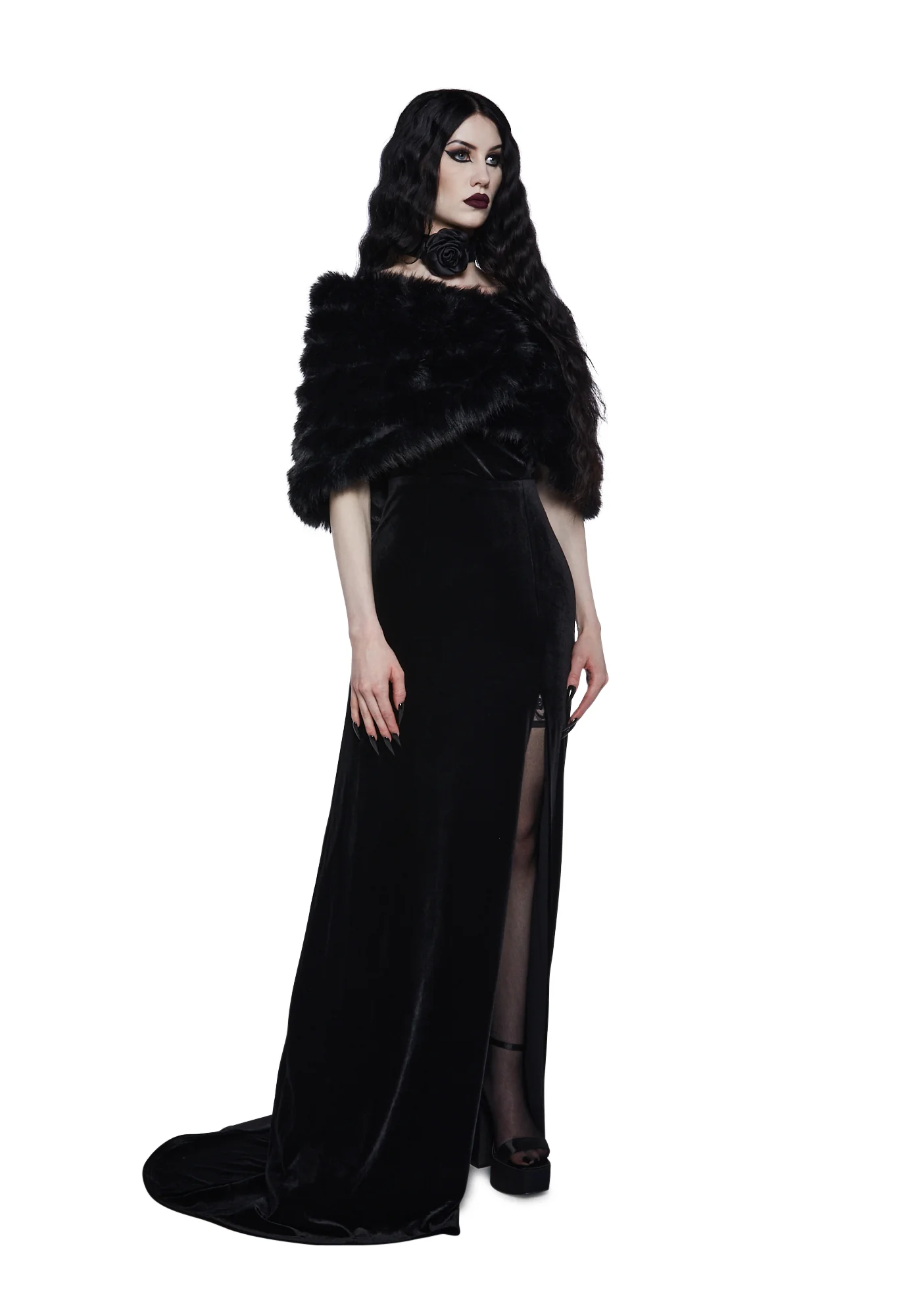 Dark Diva Faux Fur Shrug - Image 2