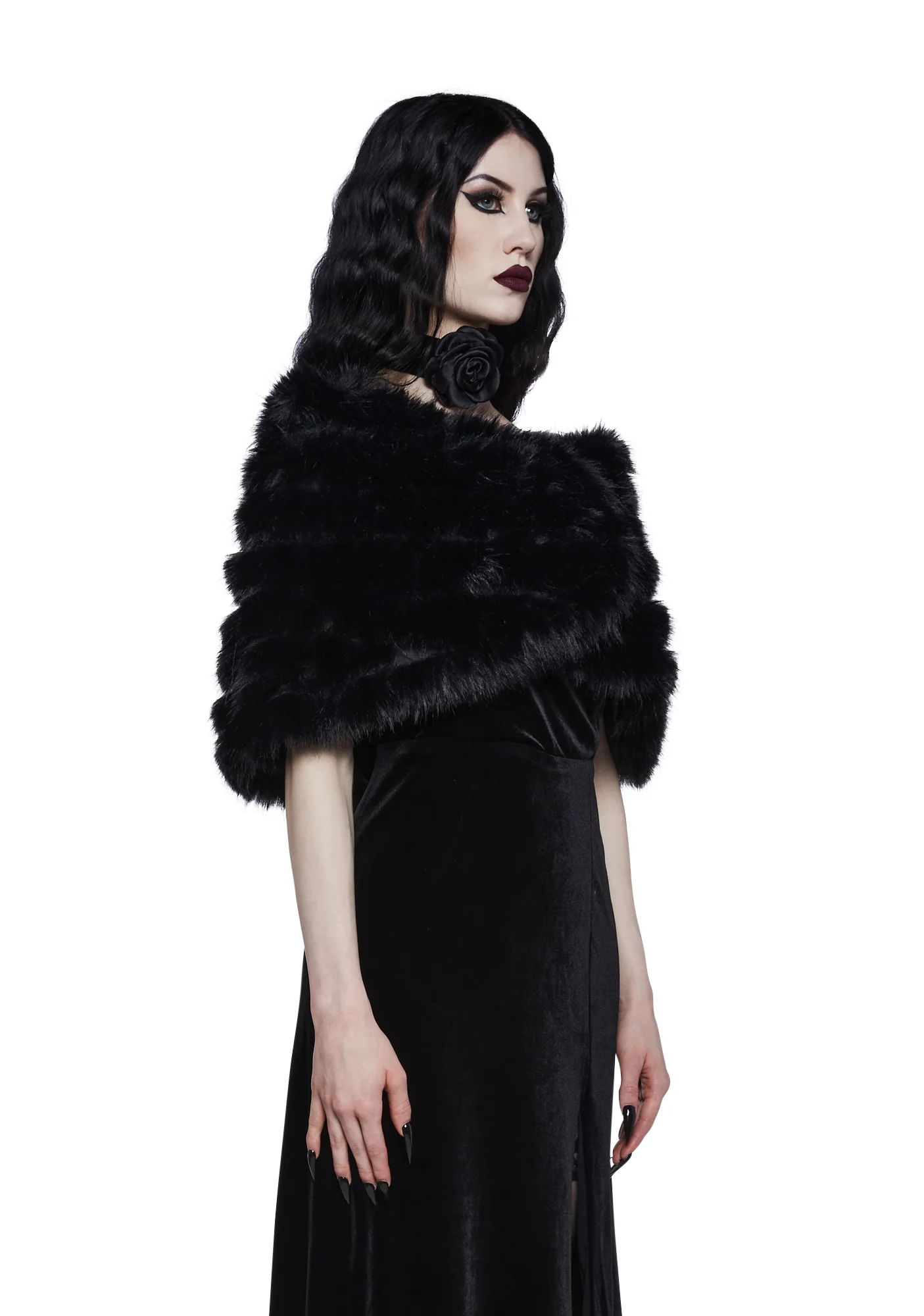 Dark Diva Faux Fur Shrug - Image 3