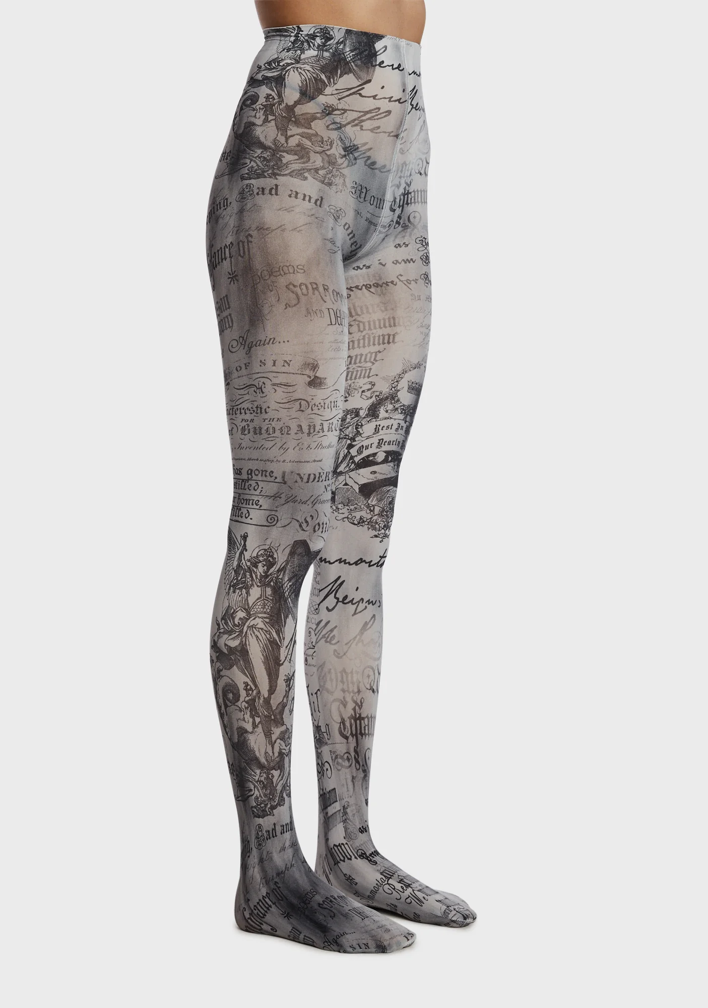 Dark Writings Print Tights - Image 2