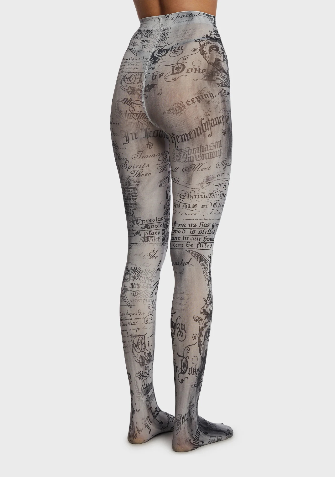 Dark Writings Print Tights - Image 3