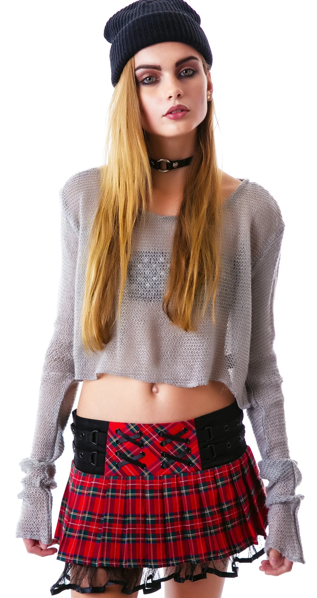 Darla Plaid Mini Skirt - Gray - Image 13