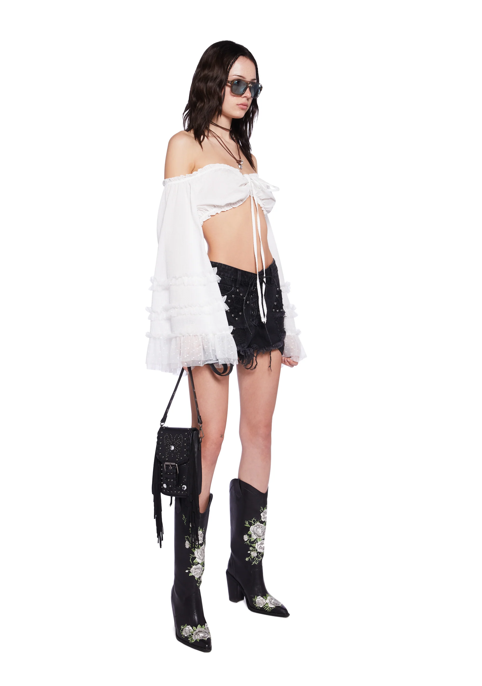 Dayclub Cabana Denim Shorts - Black - Image 2