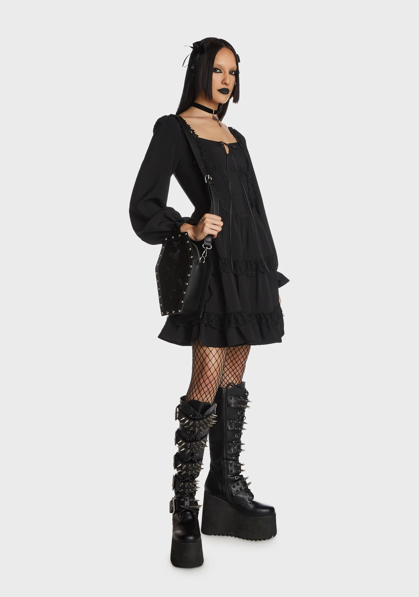 Dead Doll Rose Trim Frilly Dress - Image 3