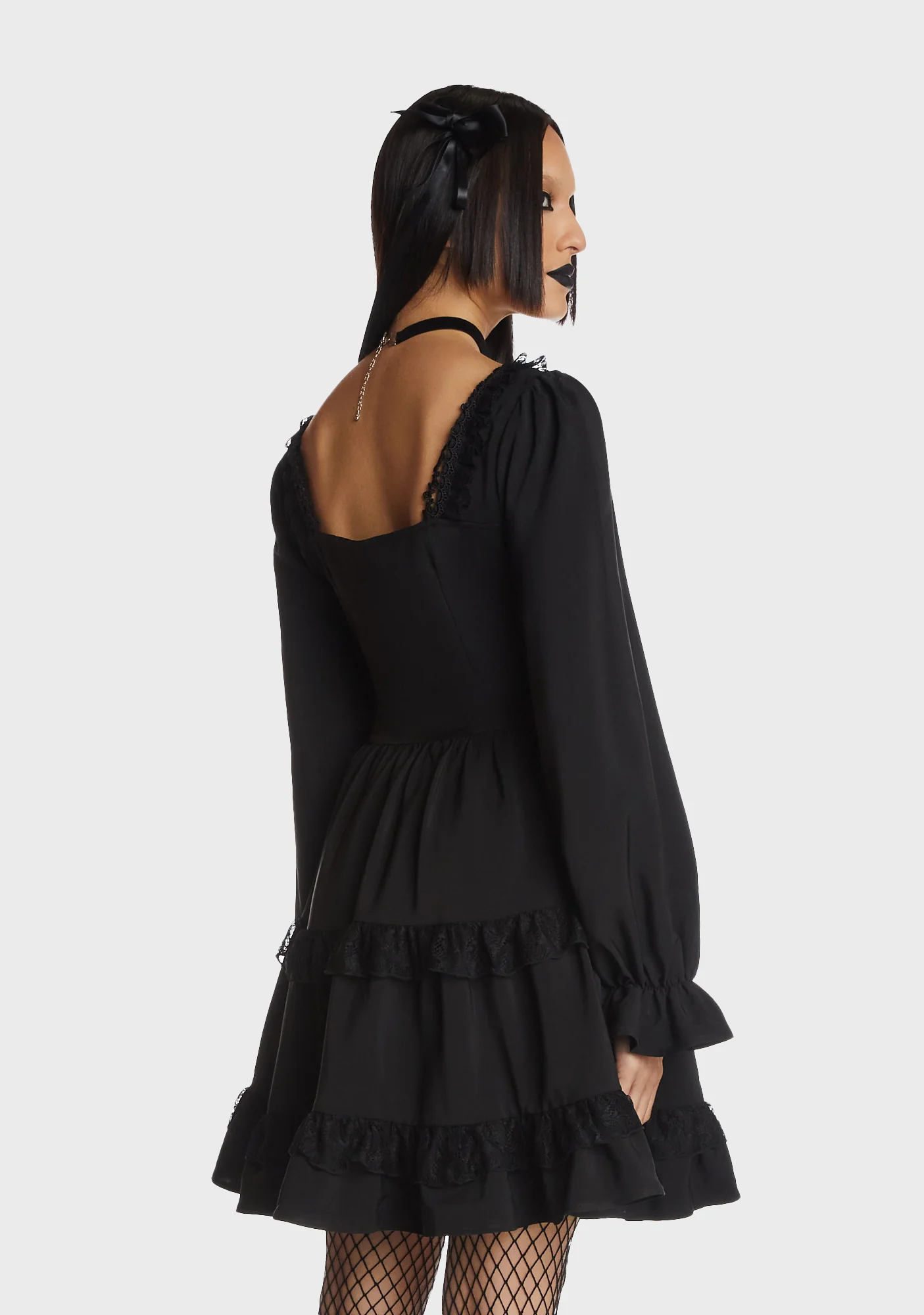 Dead Doll Rose Trim Frilly Dress - Image 4