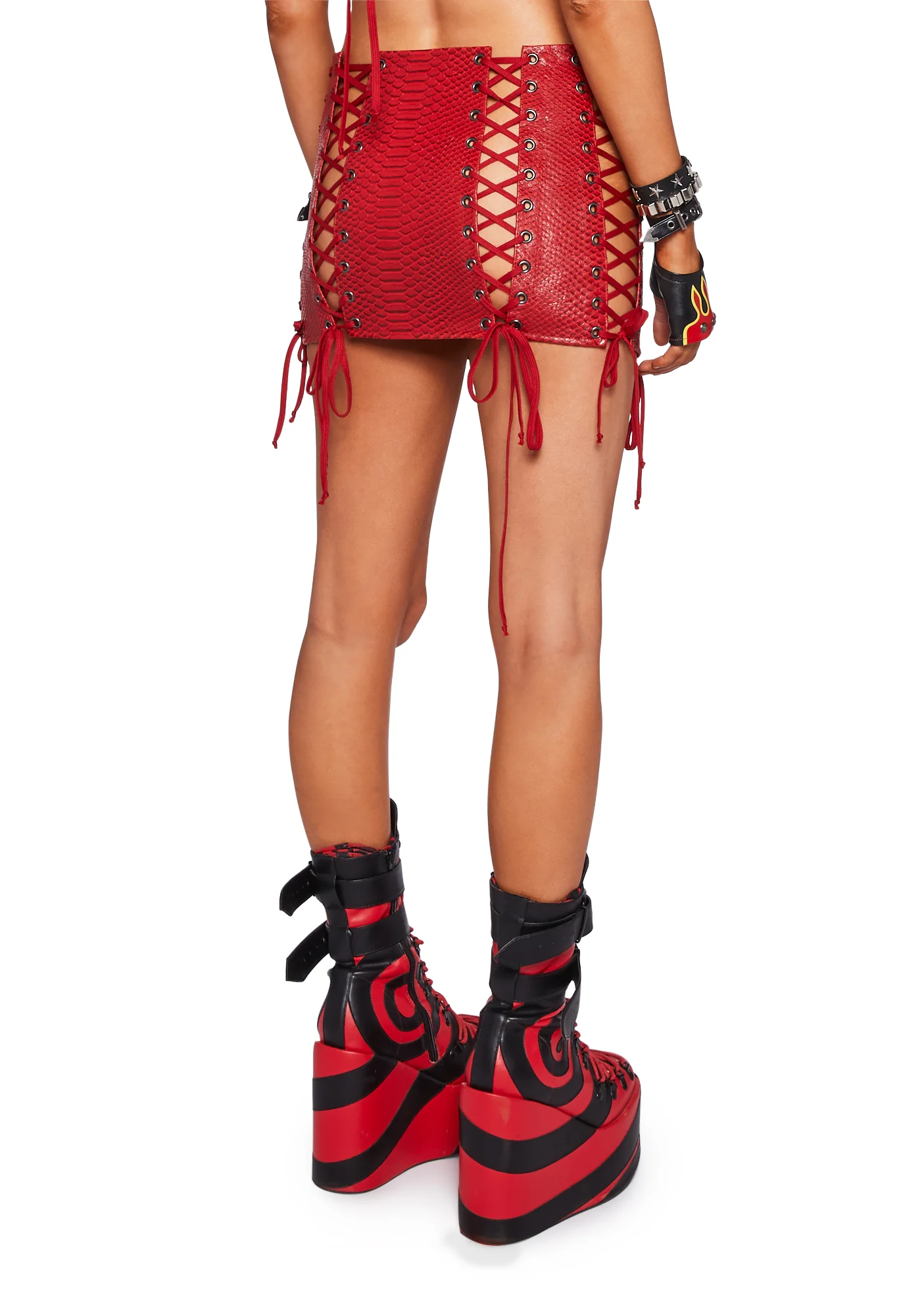 Deadly Dose Snakeskin Skirt - Red - Image 4
