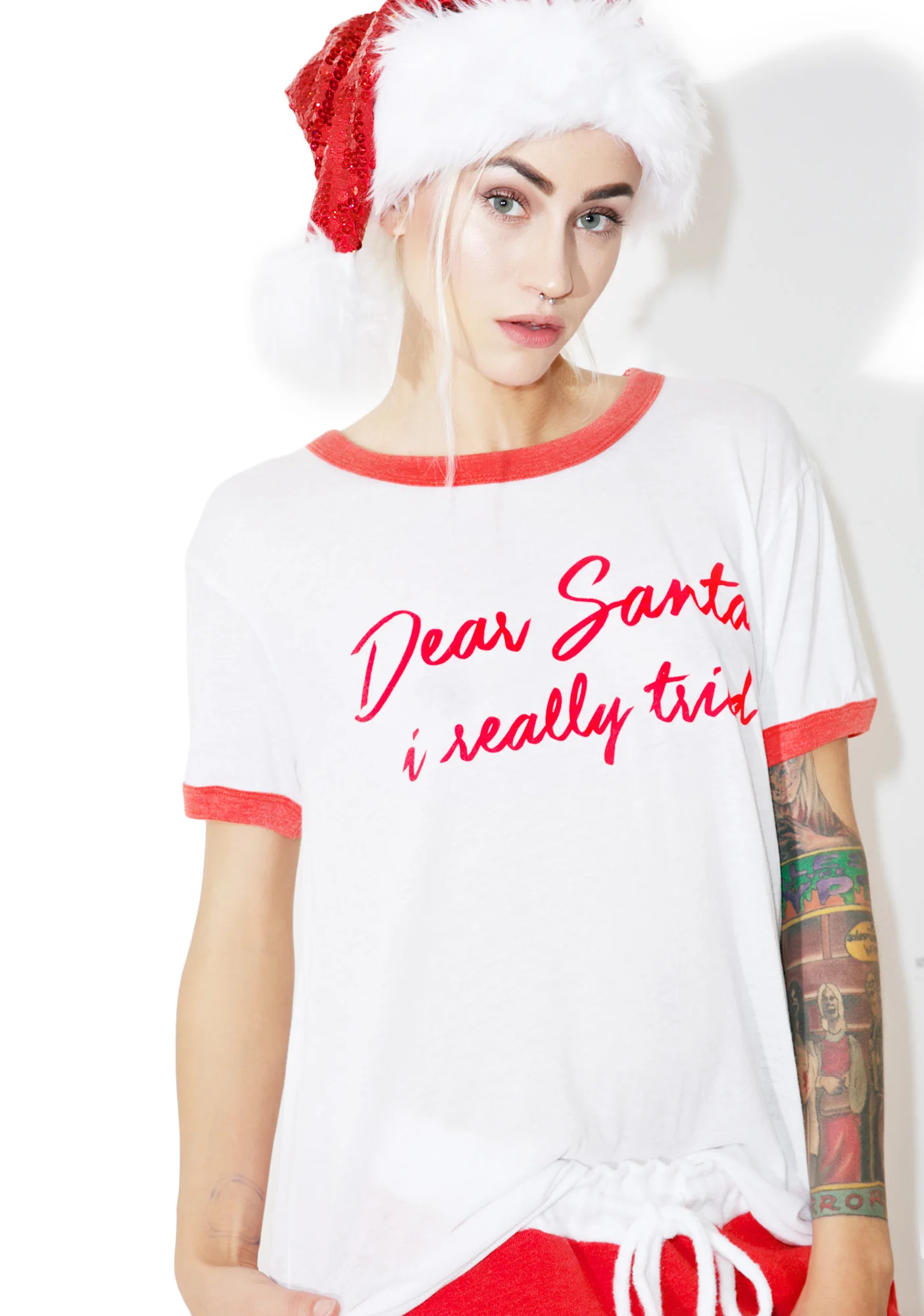 Dear Santa Vintage Ringer Tee - Image 2