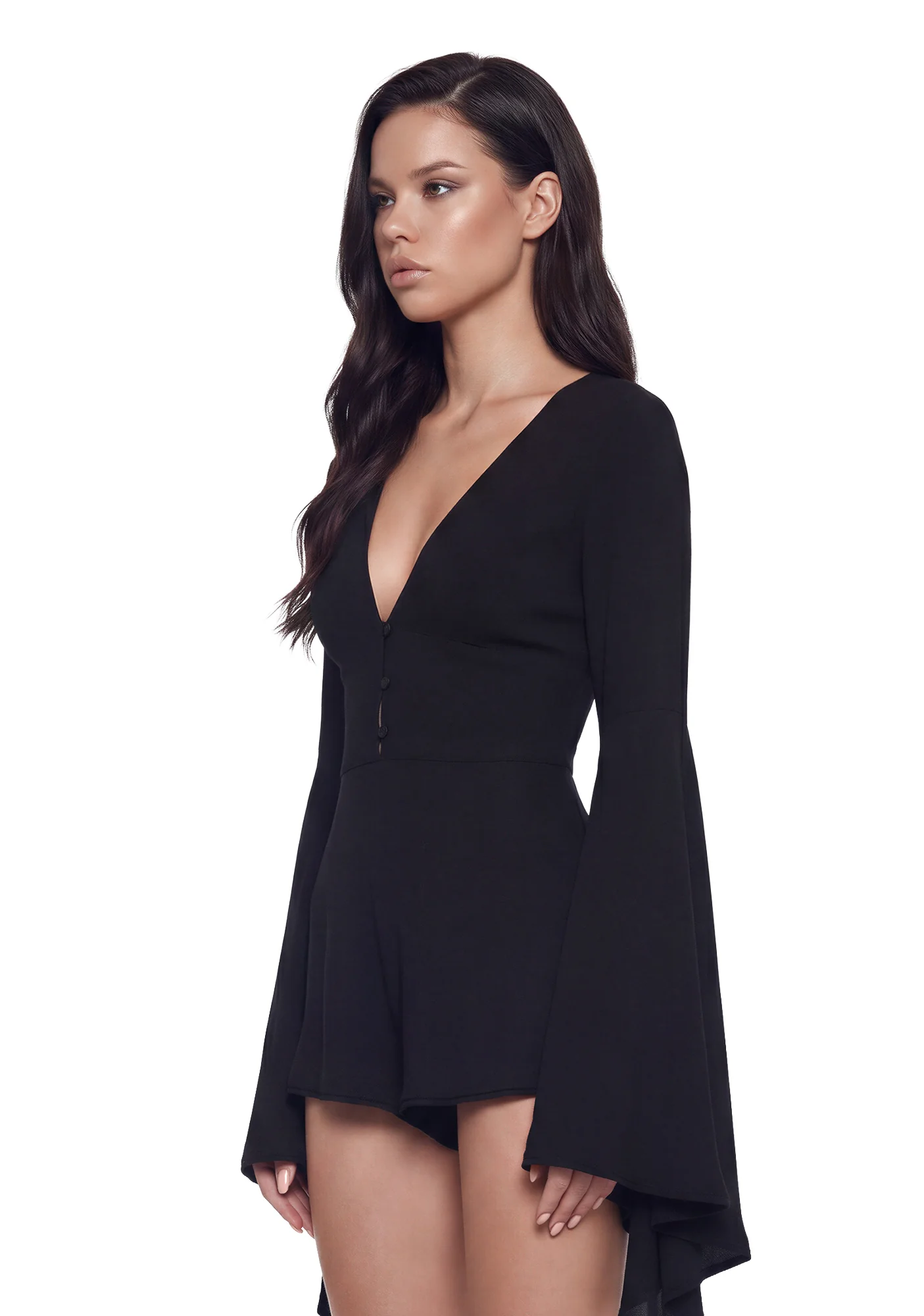 Soulful Bliss Long Sleeve Romper - Black - Image 3