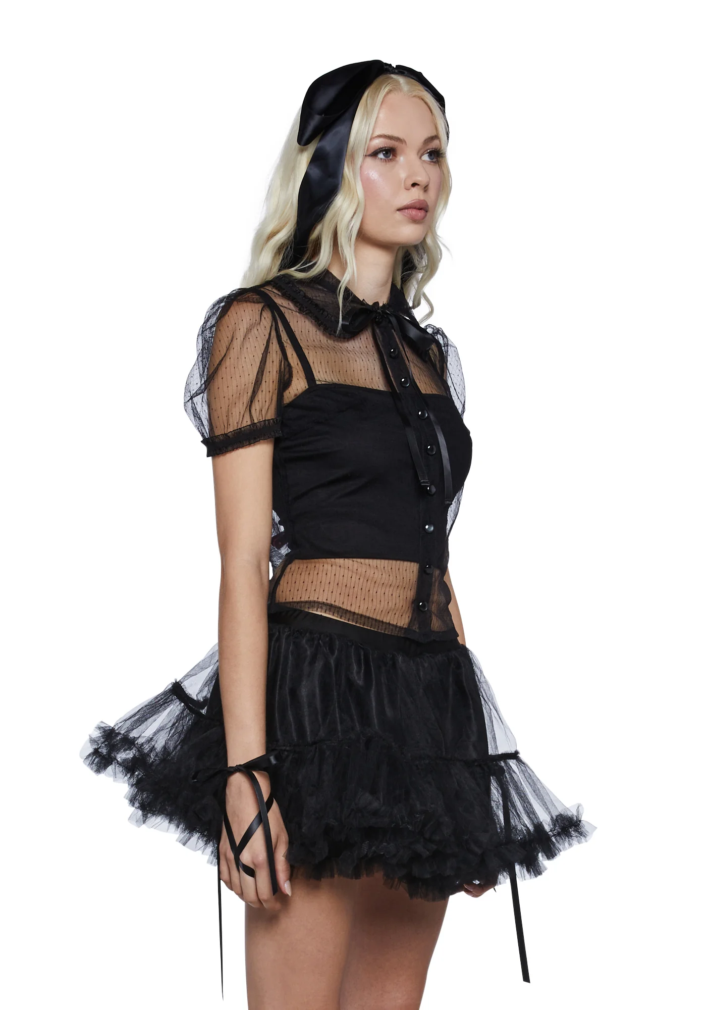 Delicate Interlude Sheer Blouse - Black - Image 3