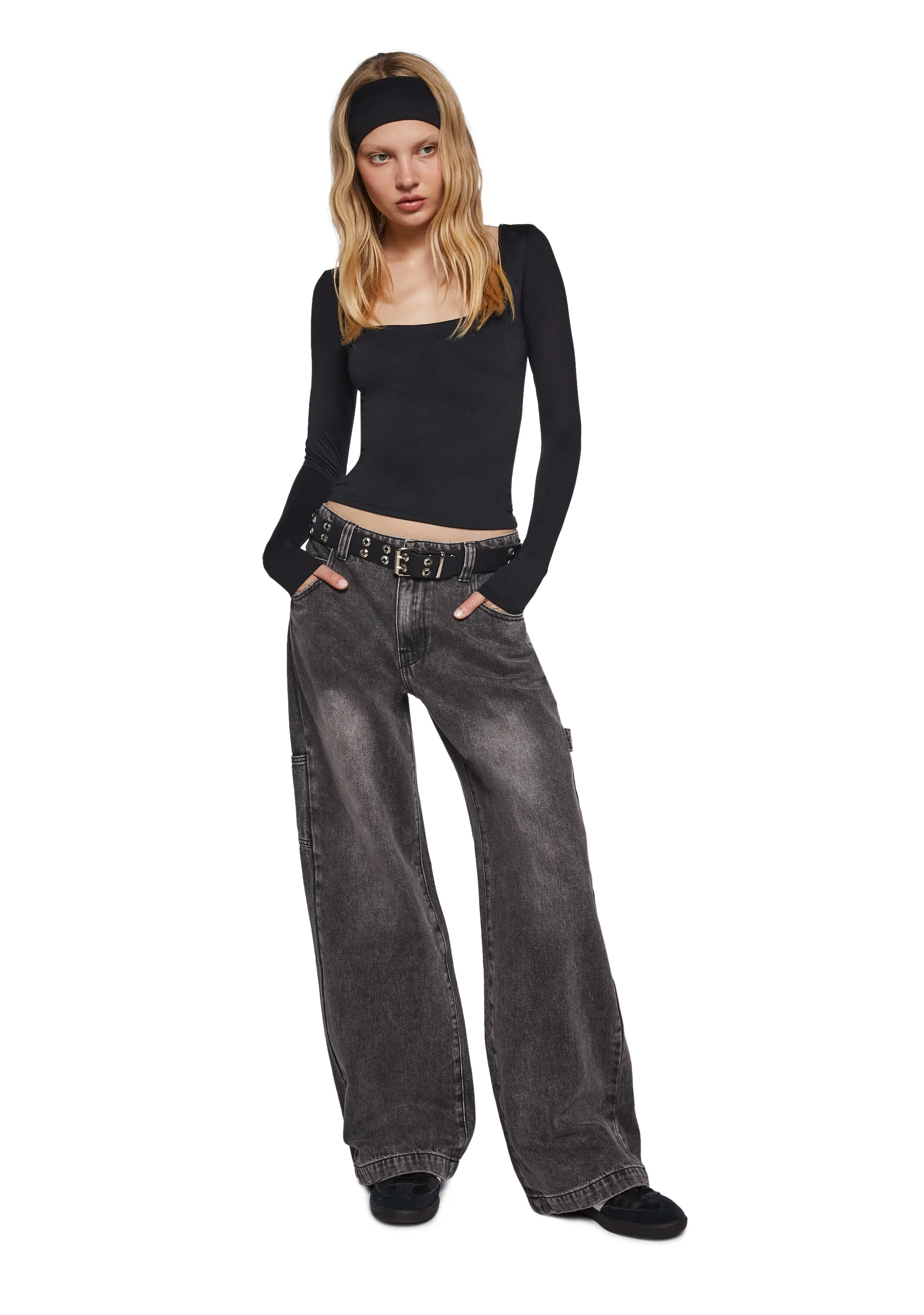 Demure Stare Top With Headband - Black - Image 2